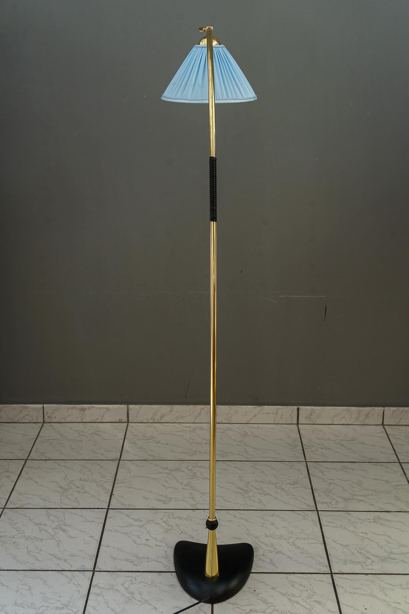 Austrian Rupert nikoll floor lamp with fabric shade around 1950s For Sale