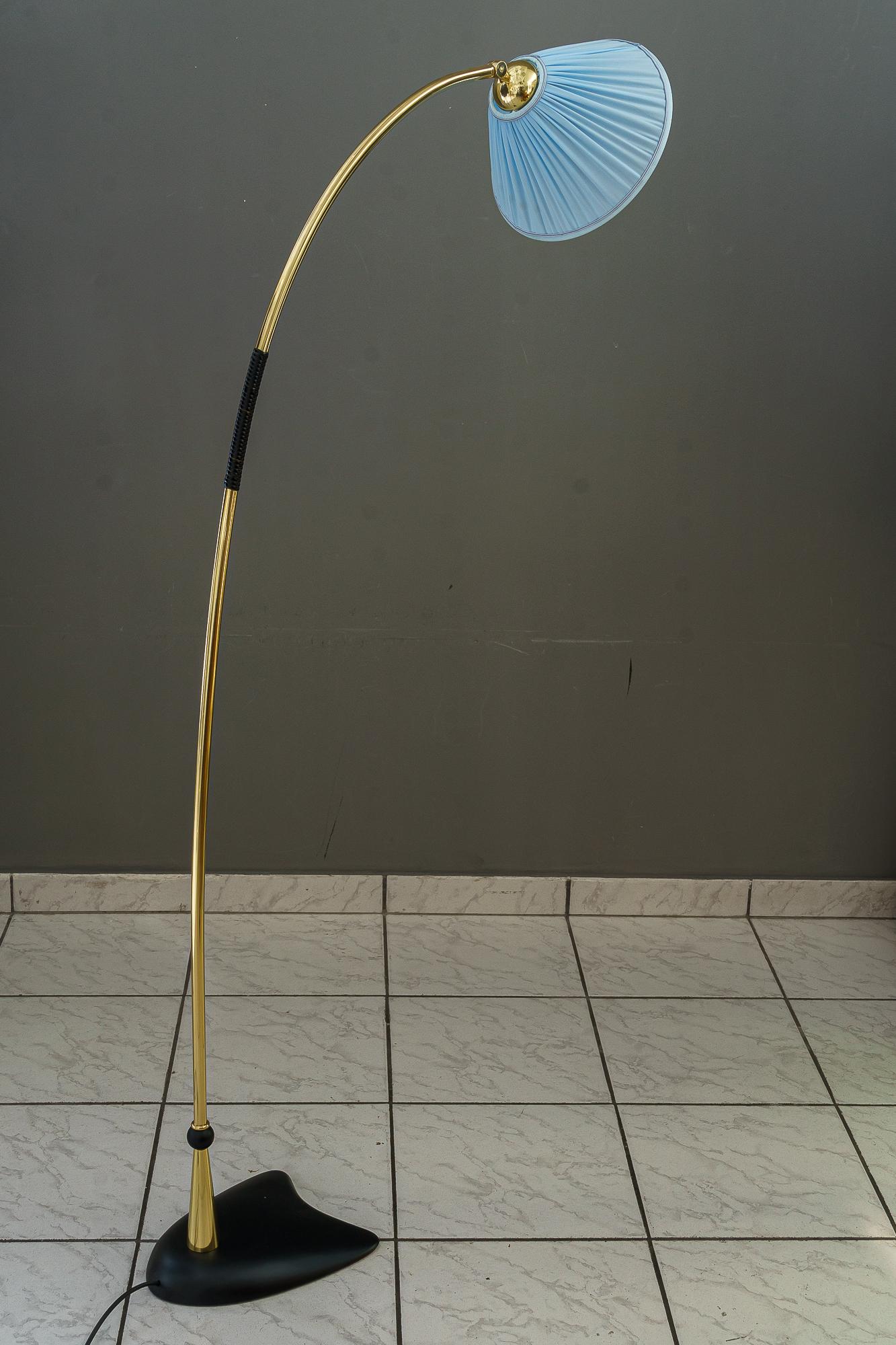 Mid-20th Century Rupert nikoll floor lamp with fabric shade around 1950s For Sale