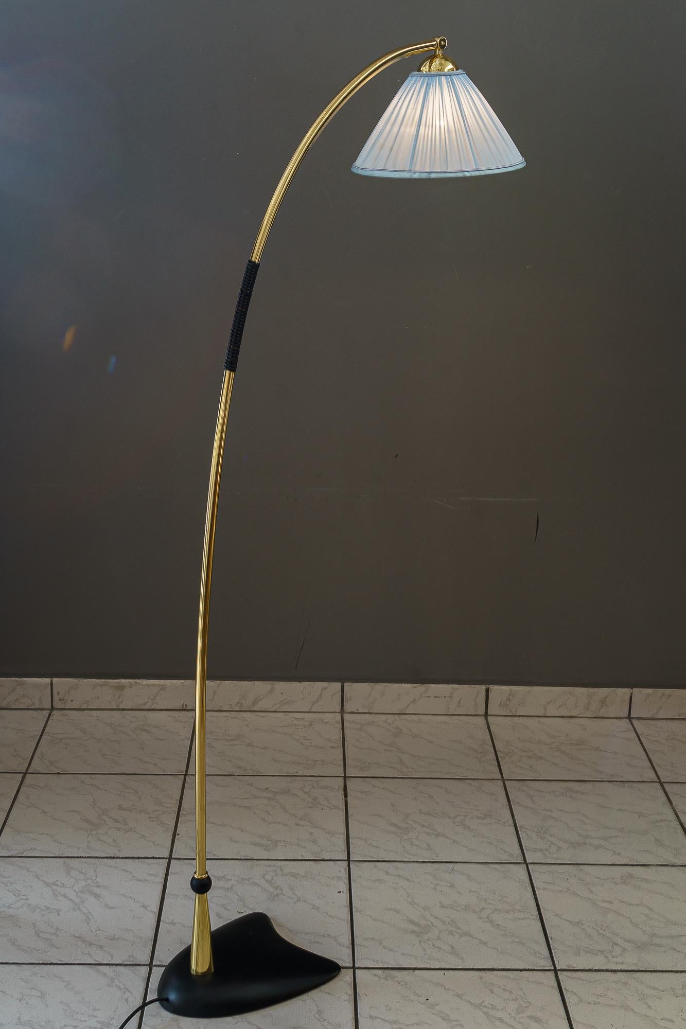 Metal Rupert nikoll floor lamp with fabric shade around 1950s For Sale
