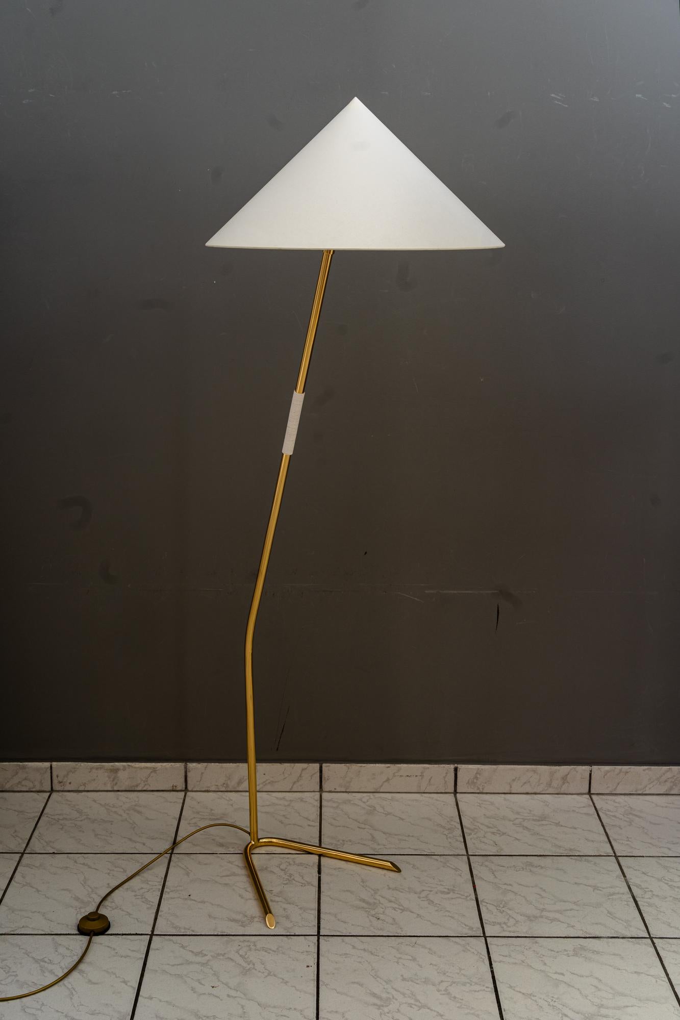 Rupert Nikoll Floor Lamp with fabric shade vienna 1950s
Brass polished and stove enameled
The fabric shde is replaced ( new )