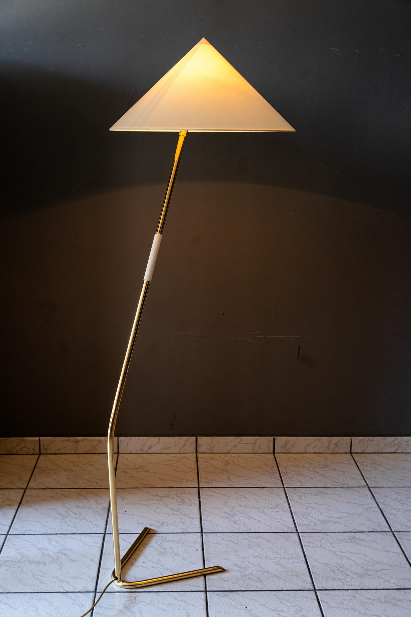 Polished Rupert Nikoll Floor Lamp with fabric shade vienna 1950s