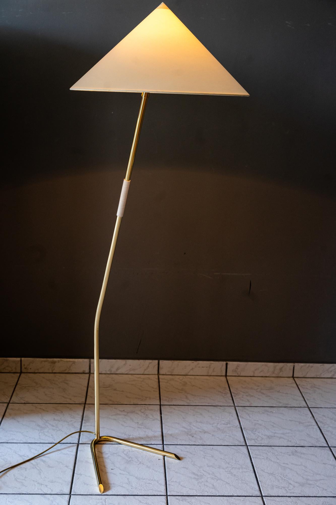 Mid-20th Century Rupert Nikoll Floor Lamp with fabric shade vienna 1950s