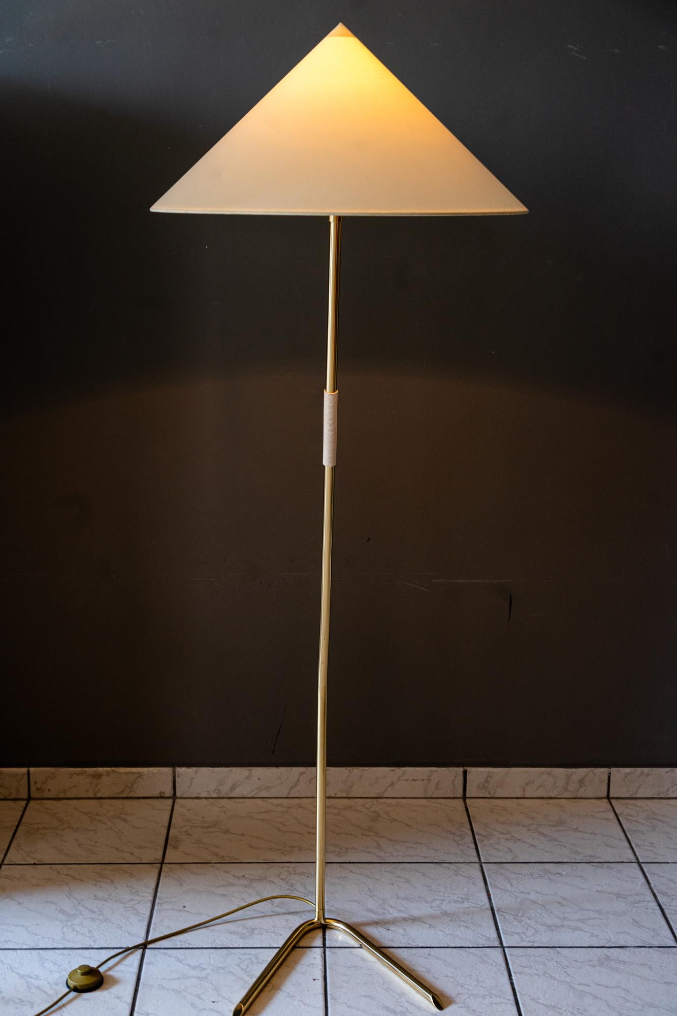 Brass Rupert Nikoll Floor Lamp with fabric shade vienna 1950s