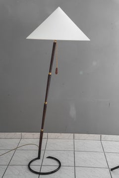 Lampadaire Rupert Nikoll avec abat-jour en tissu vienne vers 1950