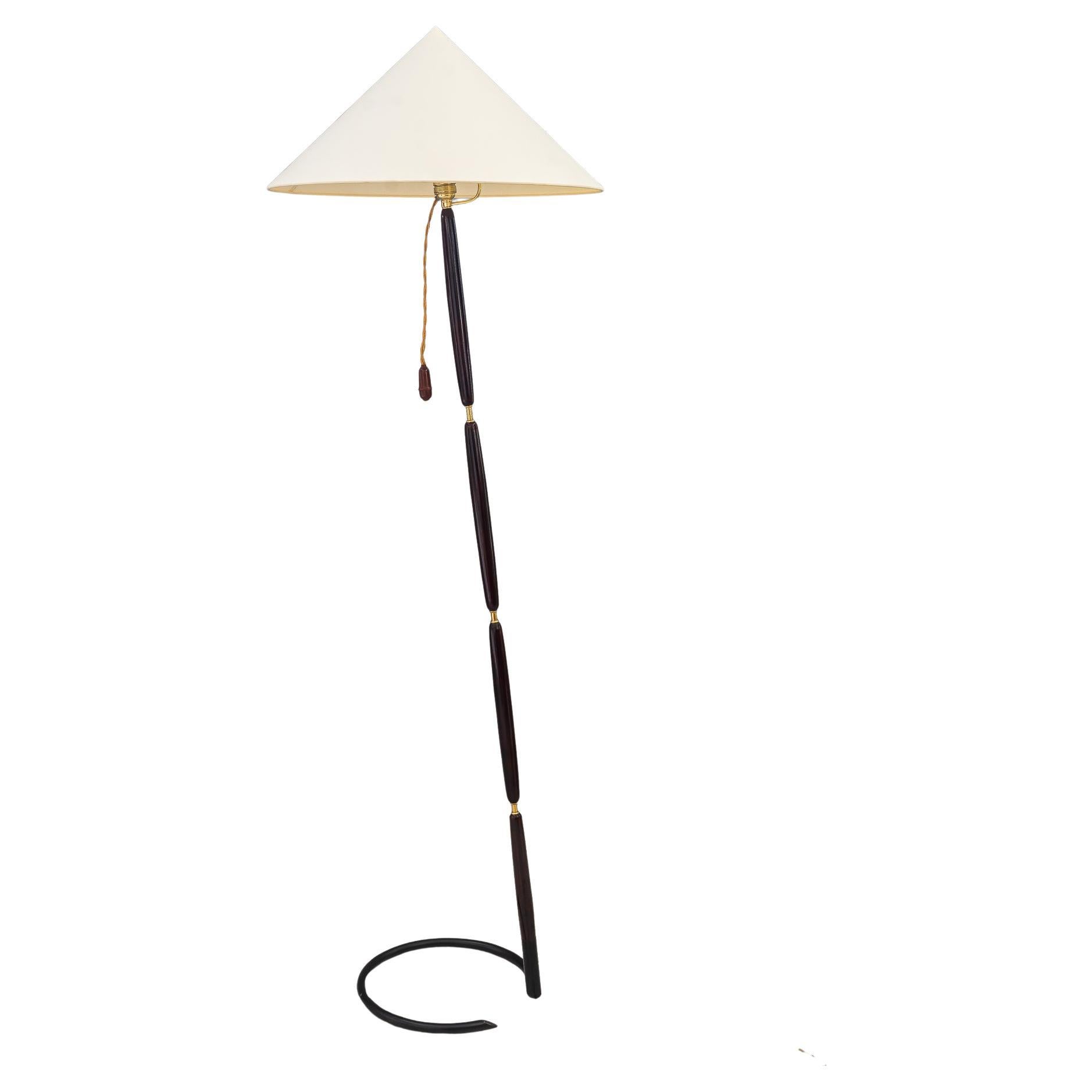 Rupert Nikoll floor lamp with fabric shade vienna around 1950s