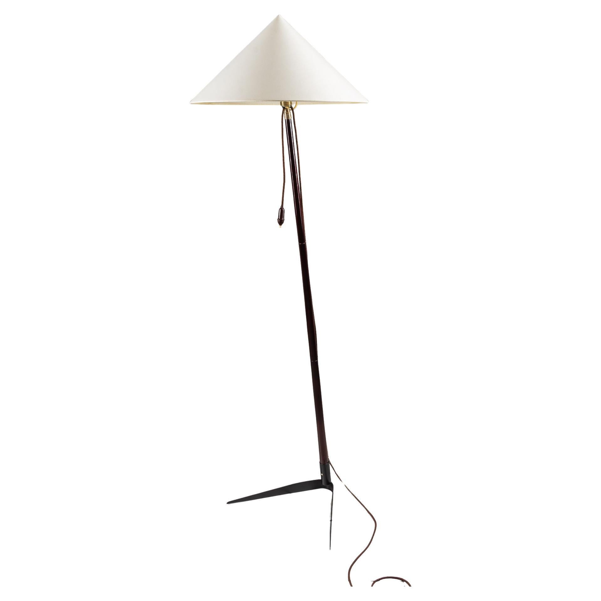 Rupert Nikoll floor lamp with fabric shade vienna around 1950s