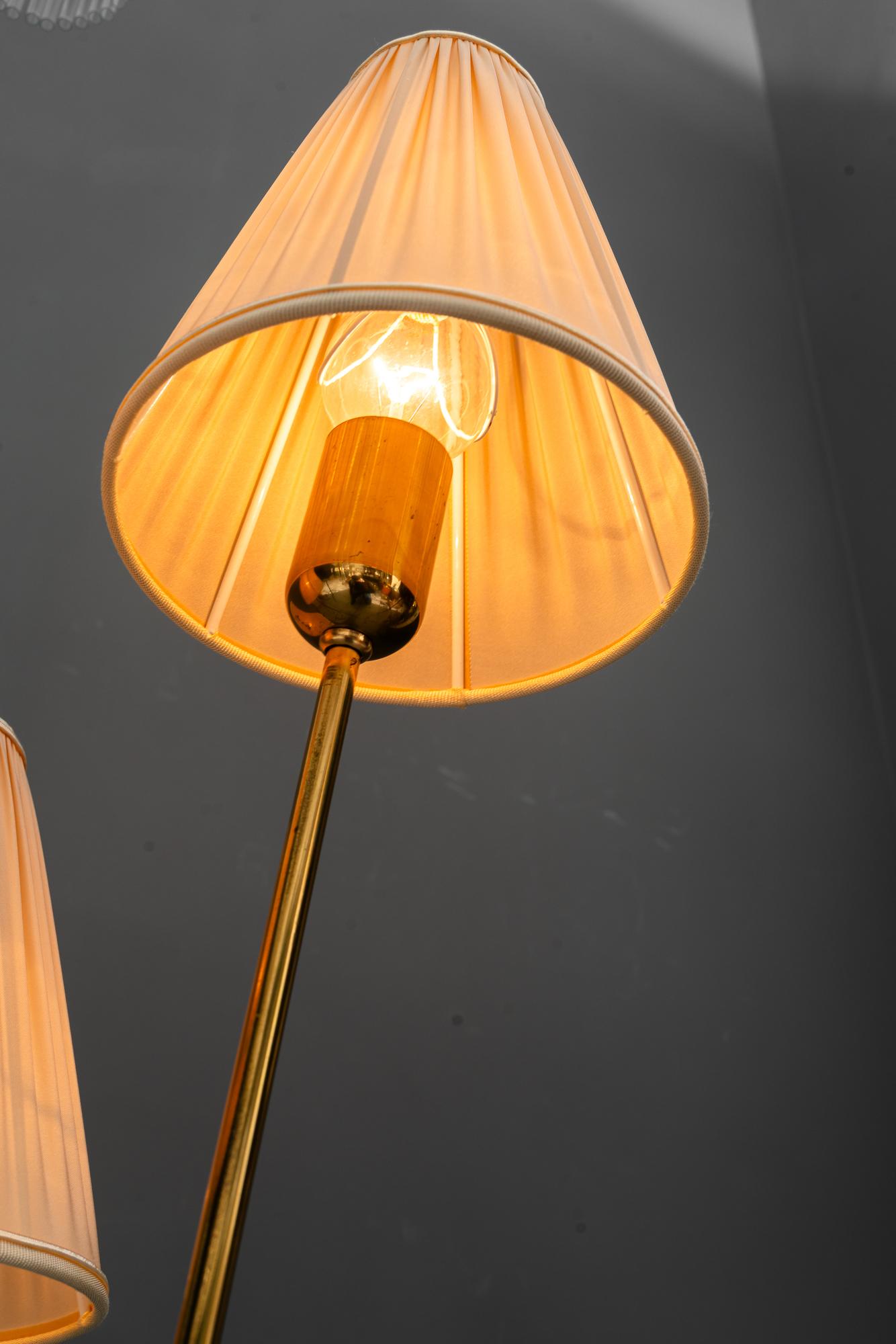 Rupert Nikoll Stehleuchte mit Stoffschirmen wien um 1960er im Angebot 7