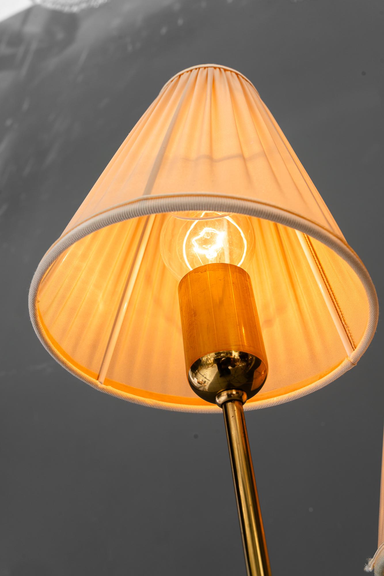 Rupert Nikoll Stehleuchte mit Stoffschirmen wien um 1960er im Angebot 8
