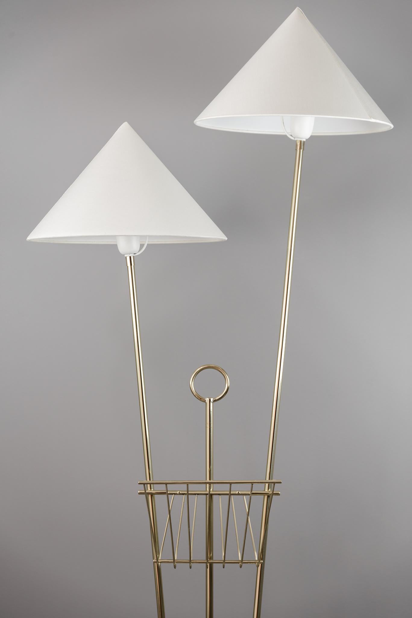 Rupert Nikoll Floor Lamp with Newspaper Holder, circa 1950s 3