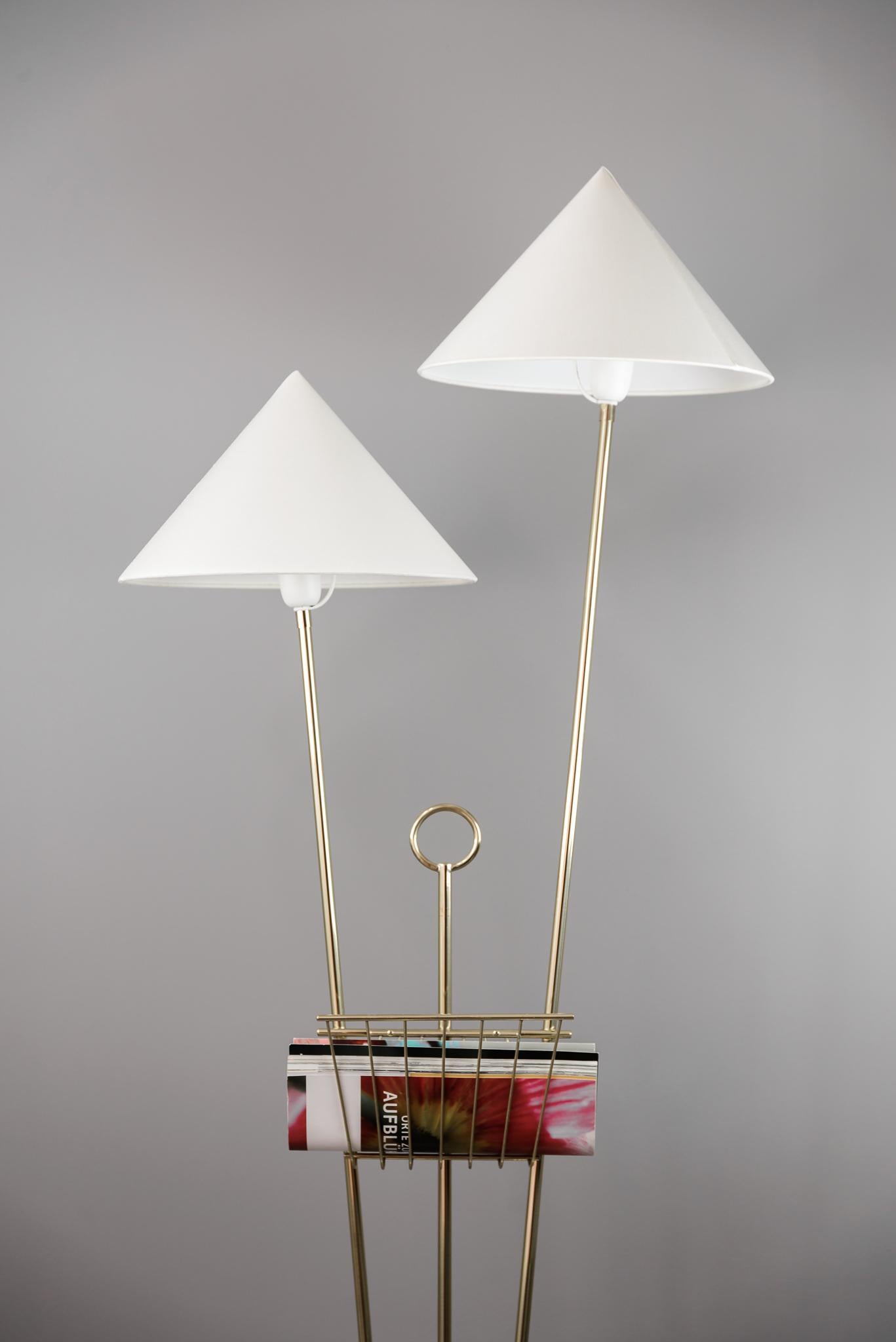 Mid-20th Century Rupert Nikoll Floor Lamp with Newspaper Holder, circa 1950s