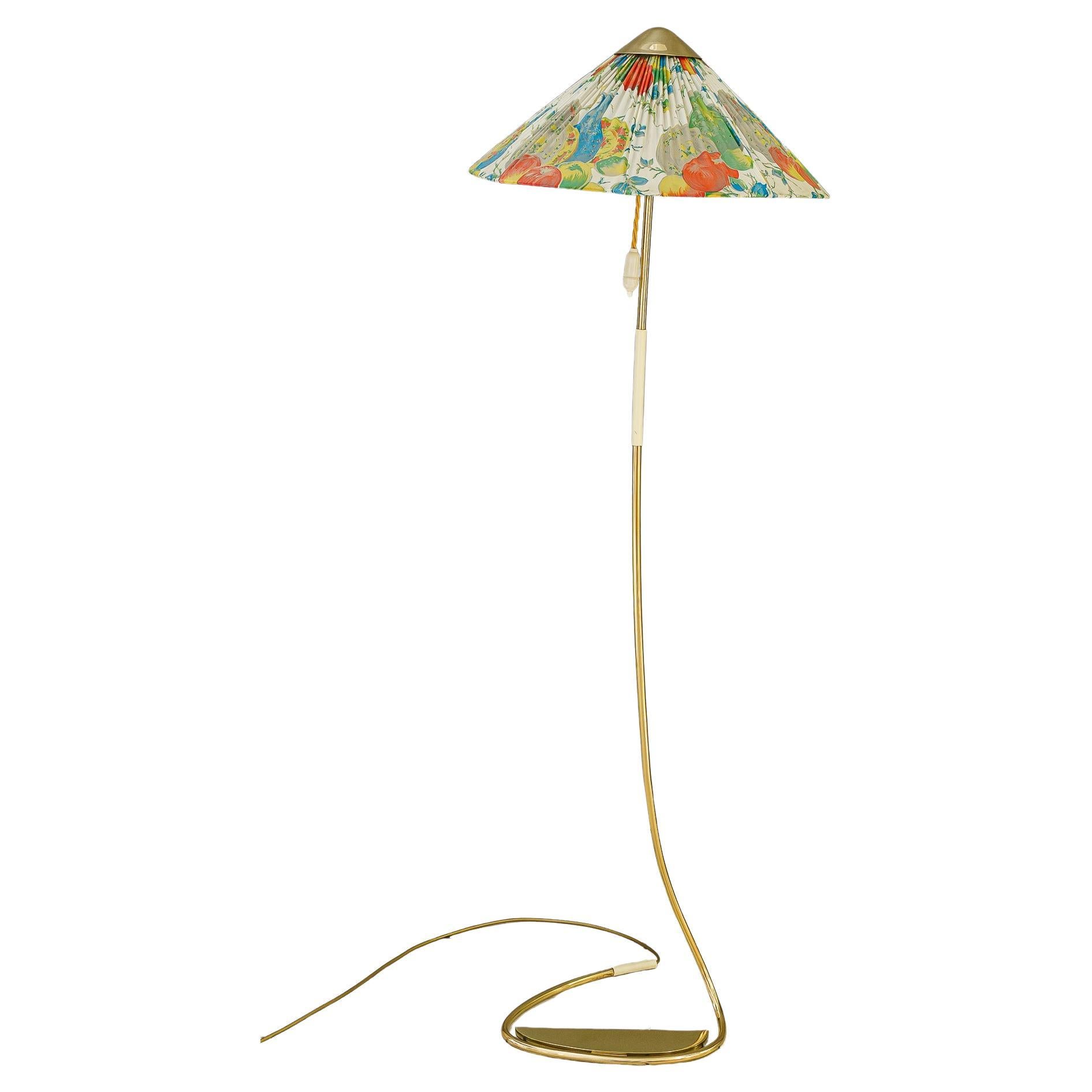 Rupert nikoll floor lamp with original fabric shade vienna around 1950s