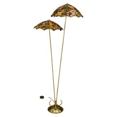 Rupert Nikoll Floor Lamp with Original Fabric Shades, Vienna, Around 1950s