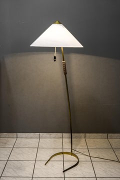 Rupert Nikoll Floor Lamp with Wood Handle, circa 1950s