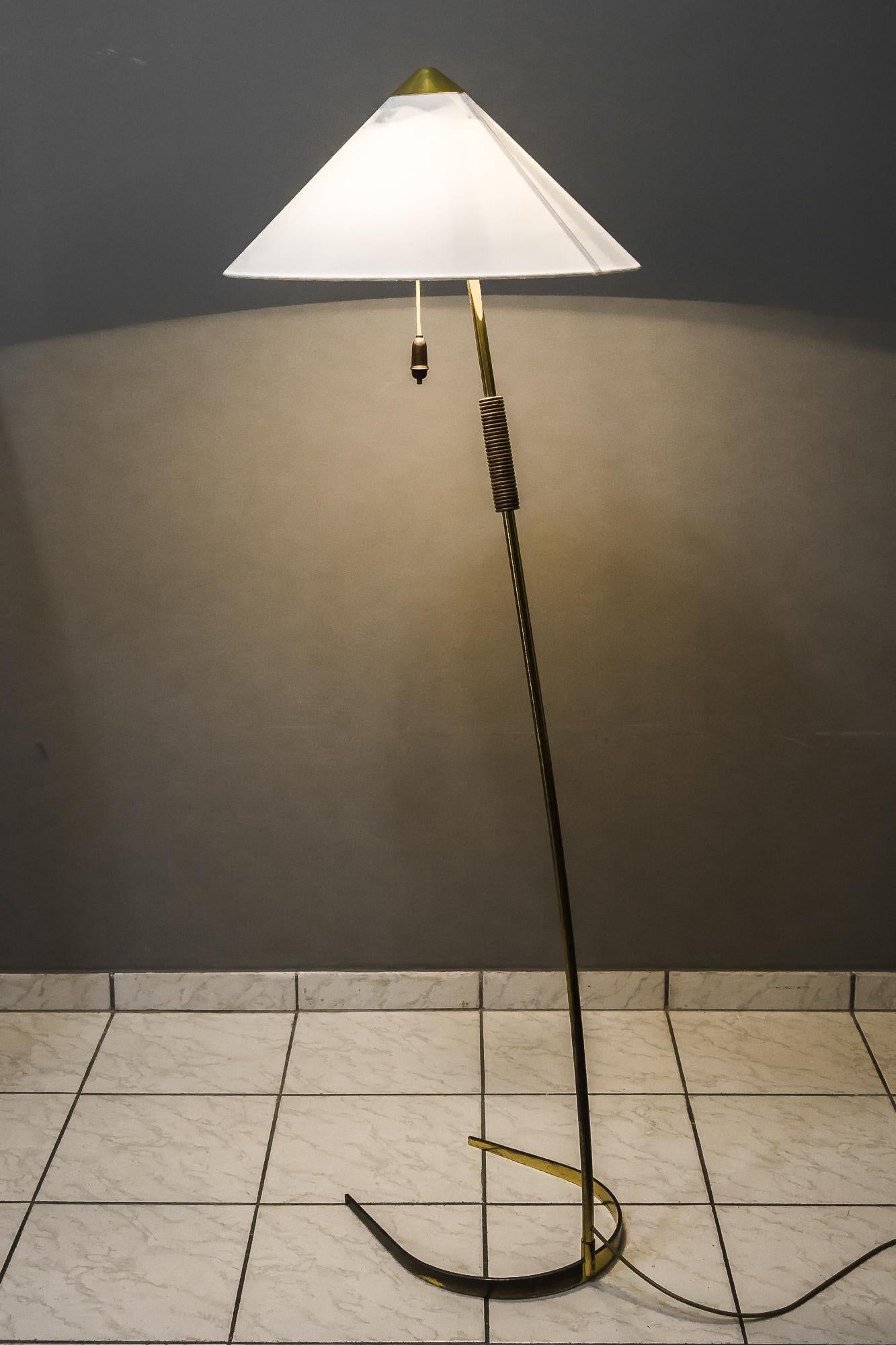 Austrian Rupert Nikoll Floor Lamp with Wood Handle, circa 1950s For Sale