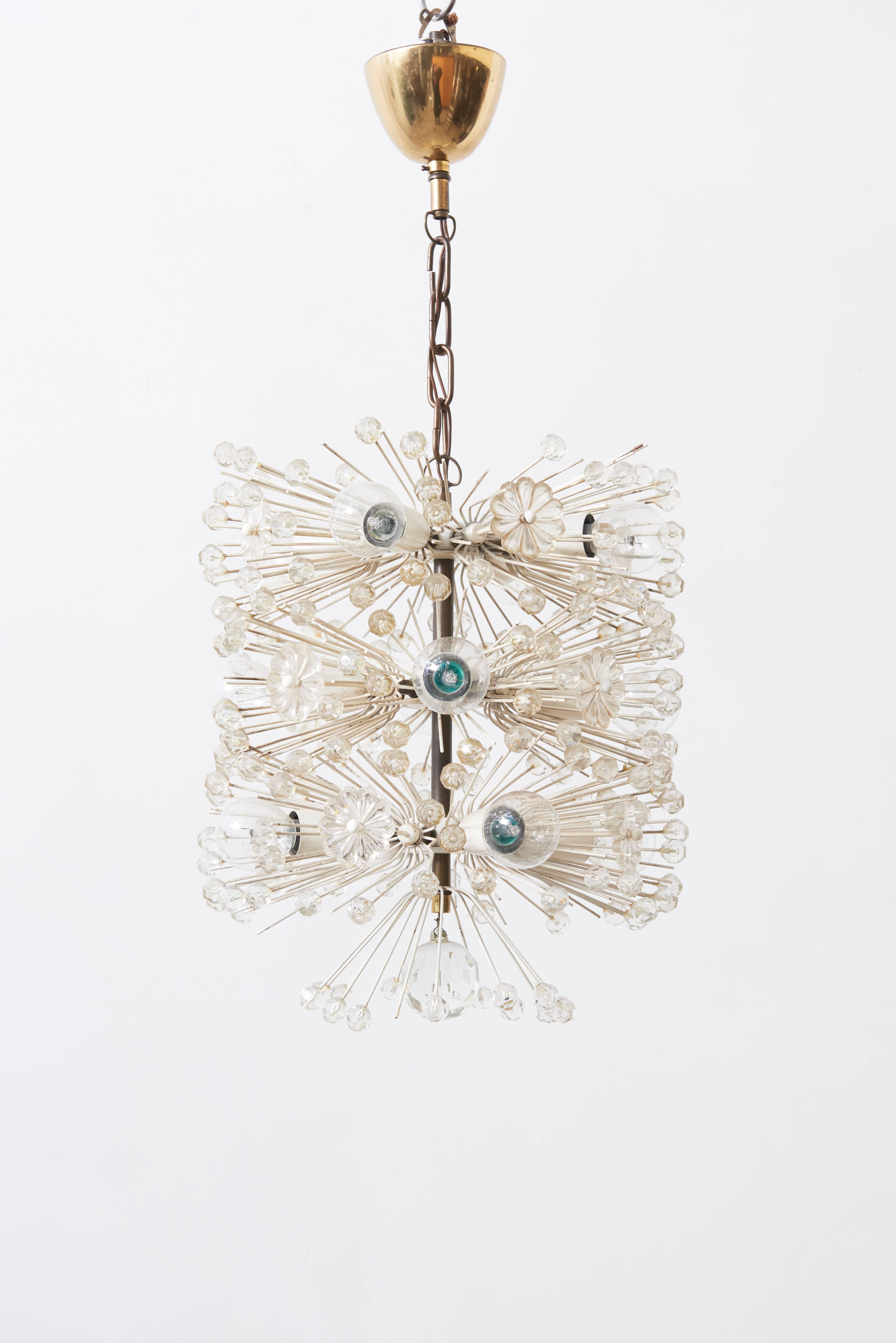 Very rare Sputnik chandelier designed by Emil Stejnar, circa 1955 and executed by Rupert Nikoll, Vienna.