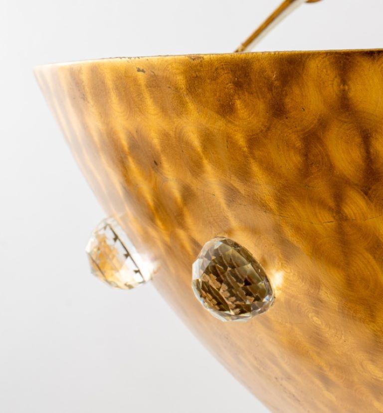 Rupert Nikoll Mid-Century Modern Gold Dome Pendant In Good Condition For Sale In New York, NY