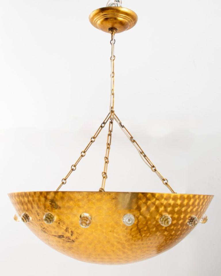Crystal Rupert Nikoll Mid-Century Modern Gold Dome Pendant