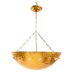 Vintage Rupert Nikoll Mid-Century Modern Gold Dome Pendant