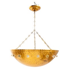 Rupert Nikoll Mid-Century Modern Gold Dome Pendelleuchte