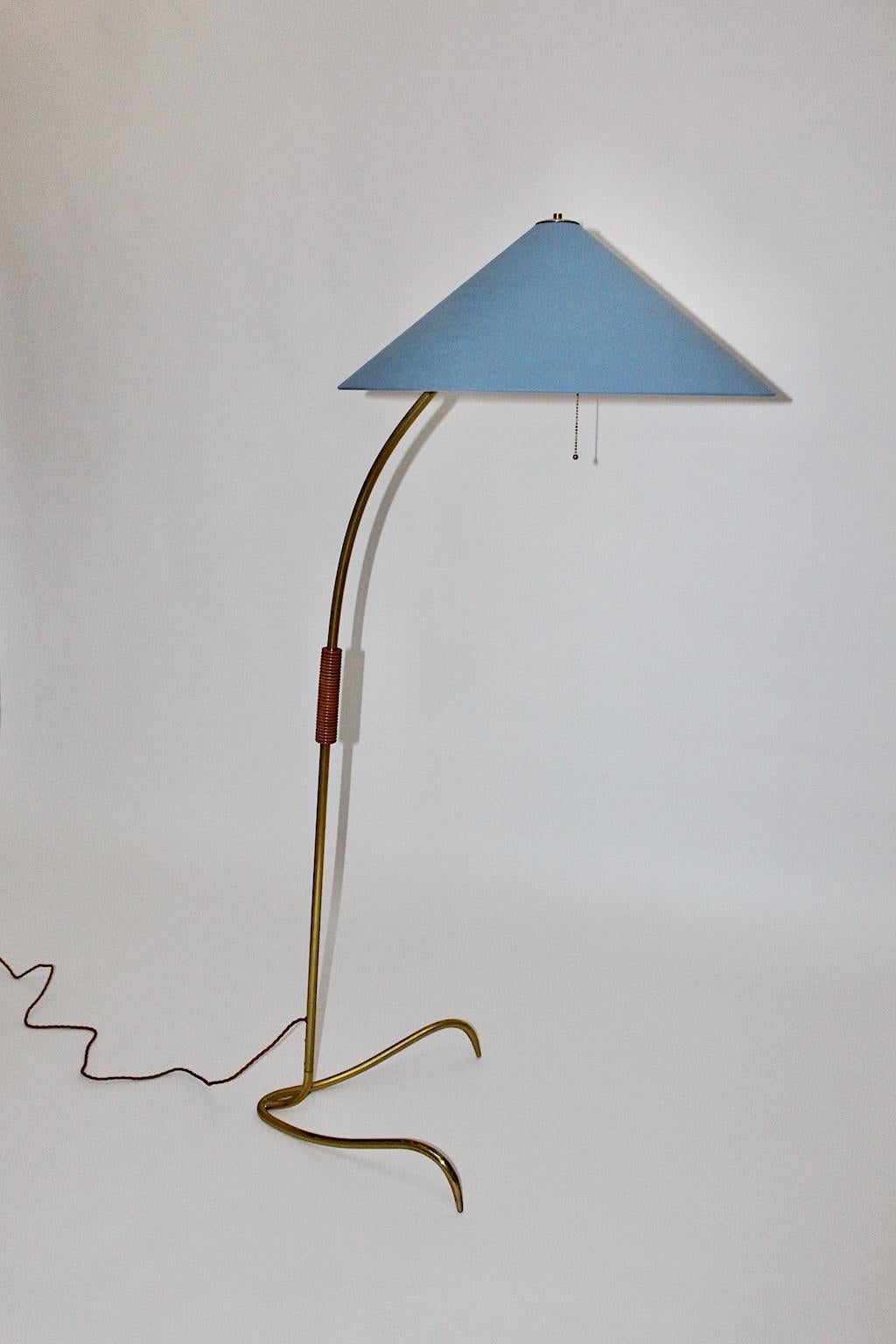 Mid-20th Century Rupert Nikoll Mid-Century Modern Vintage Brass Clawfoot Floor Lamp, 1950s Vienna For Sale