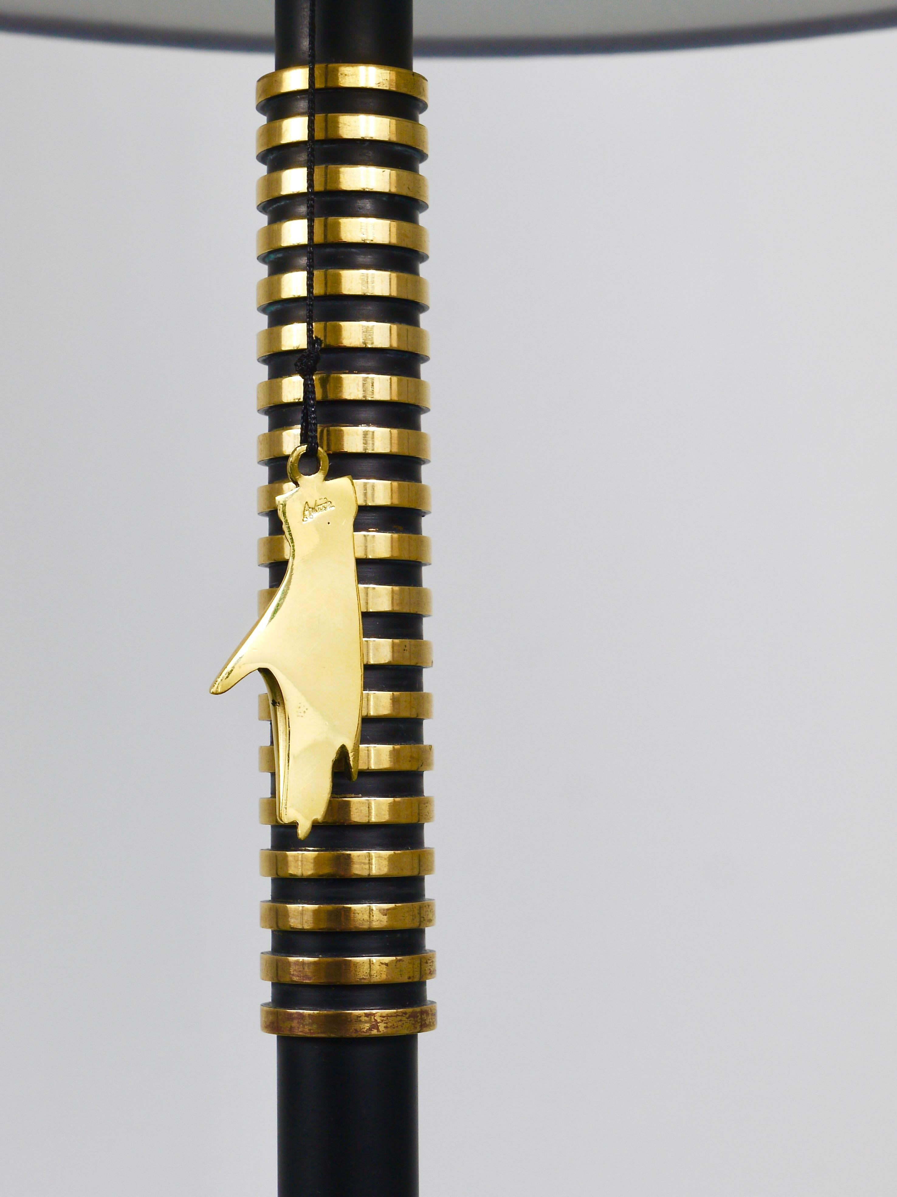 Rupert Nikoll MidCentury Brass Floor Lamp, Carl Aubock Hand Switch Austria, 1950 en venta 3