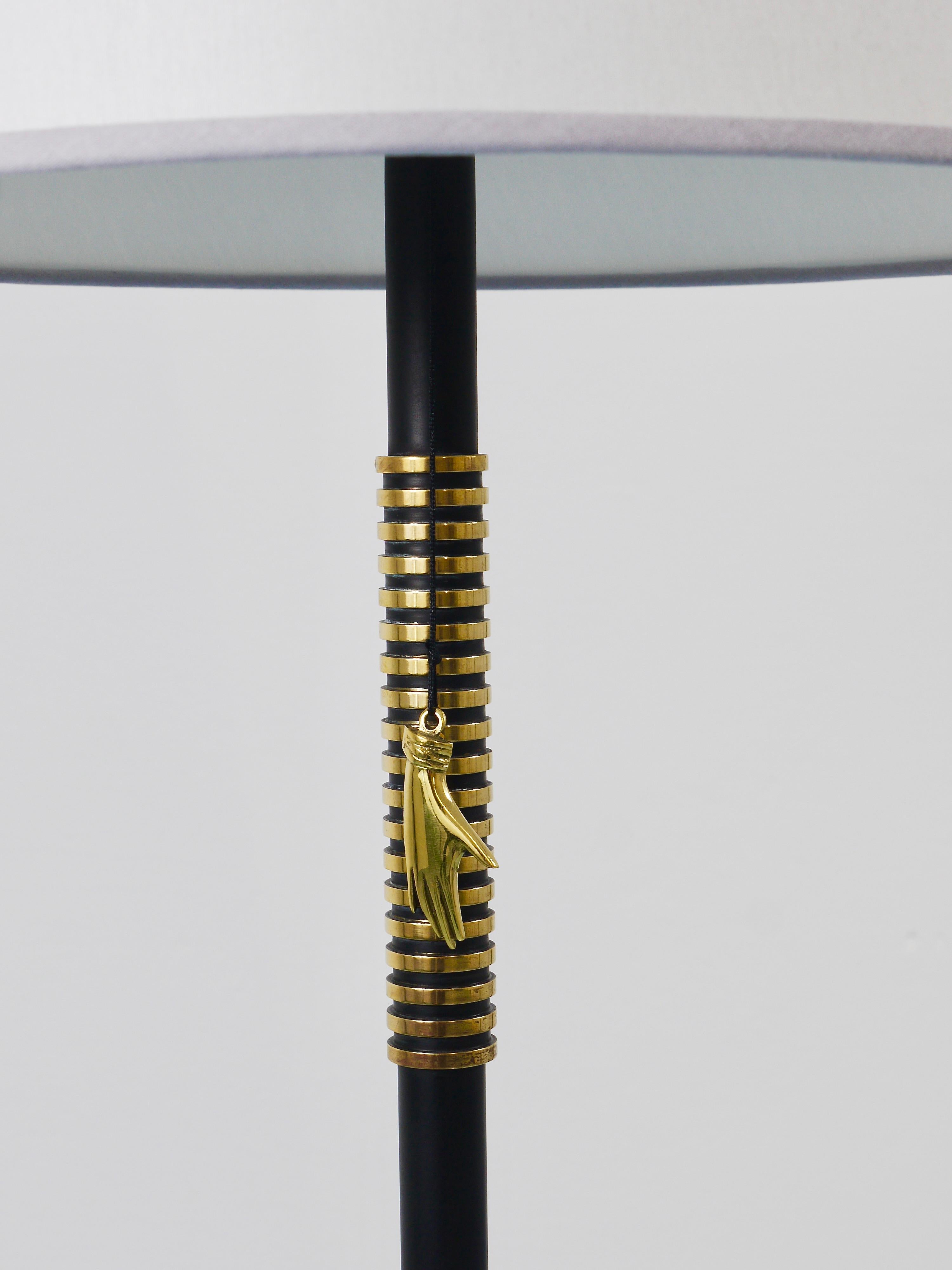 Rupert Nikoll MidCentury Brass Floor Lamp, Carl Aubock Hand Switch Austria, 1950 en venta 7