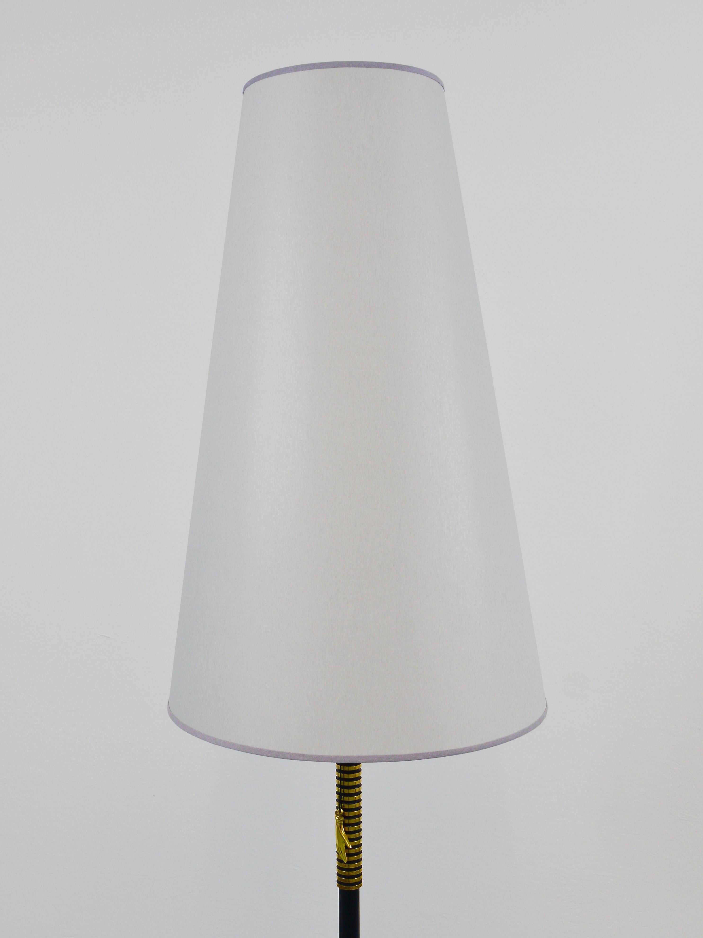 Rupert Nikoll MidCentury Brass Floor Lamp, Carl Aubock Hand Switch Austria, 1950 en venta 8