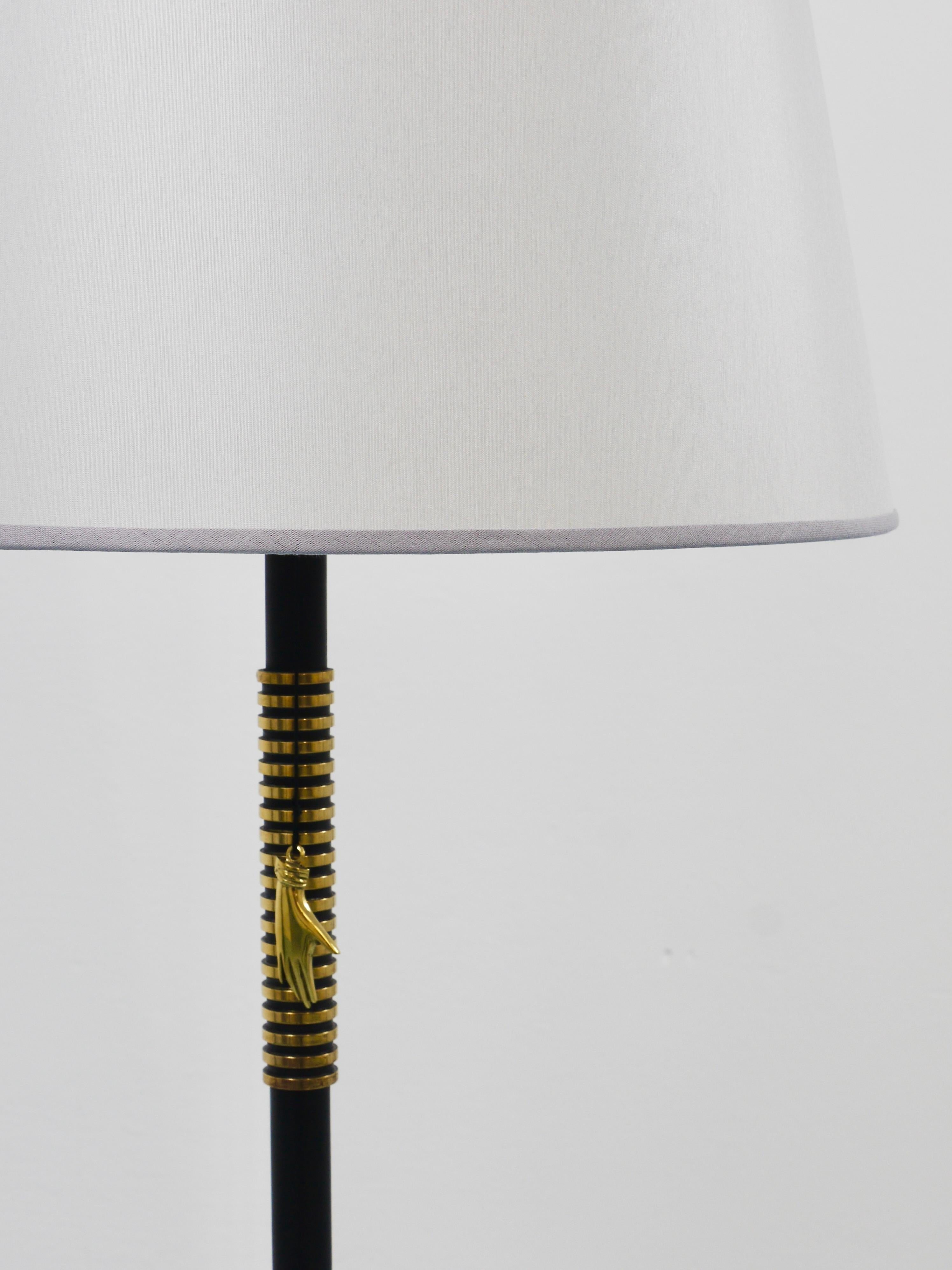Rupert Nikoll MidCentury Brass Floor Lamp, Carl Aubock Hand Switch Austria, 1950 siglo XX en venta