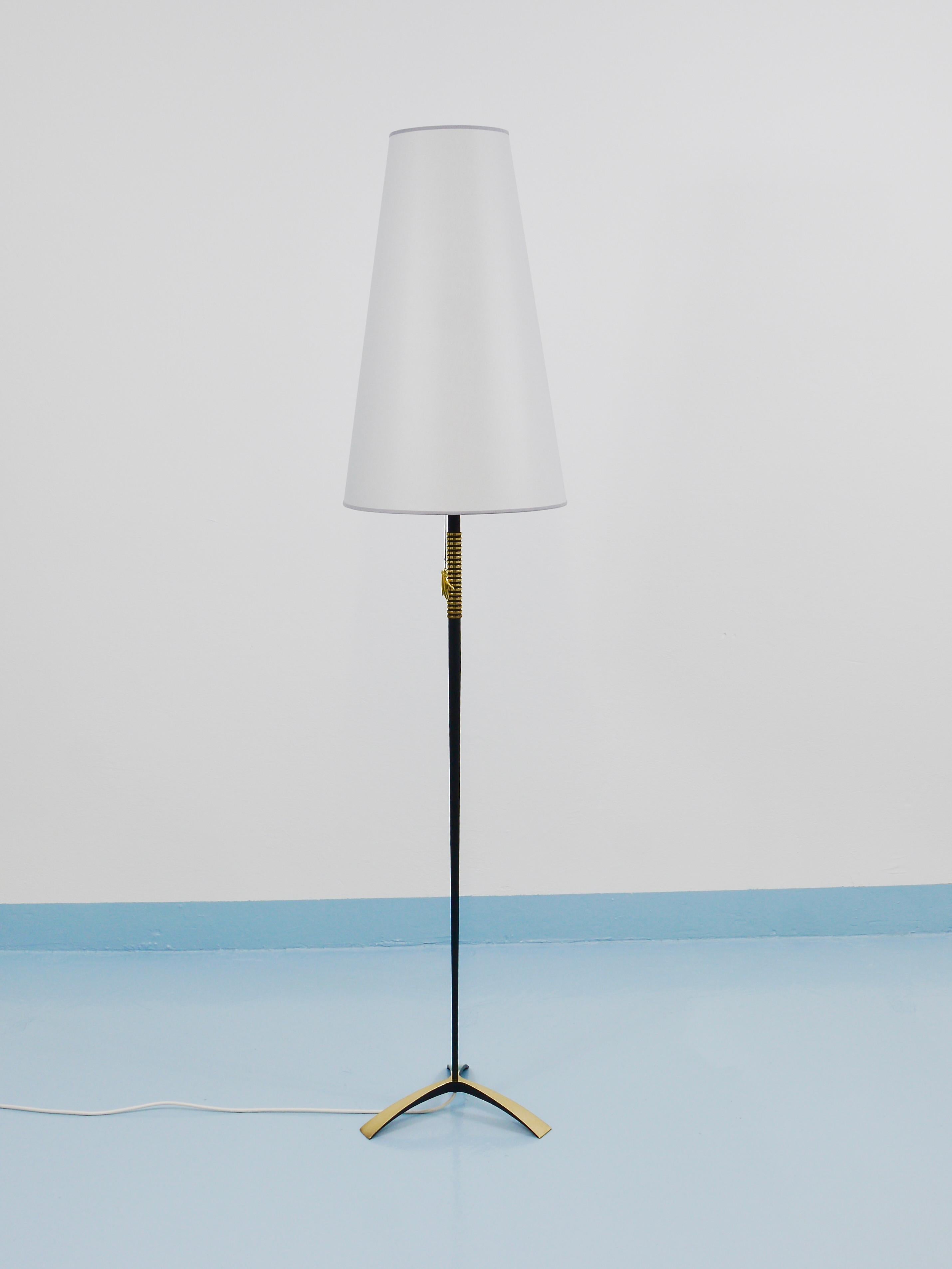 Rupert Nikoll MidCentury Brass Floor Lamp, Carl Aubock Hand Switch Austria, 1950 en venta 2