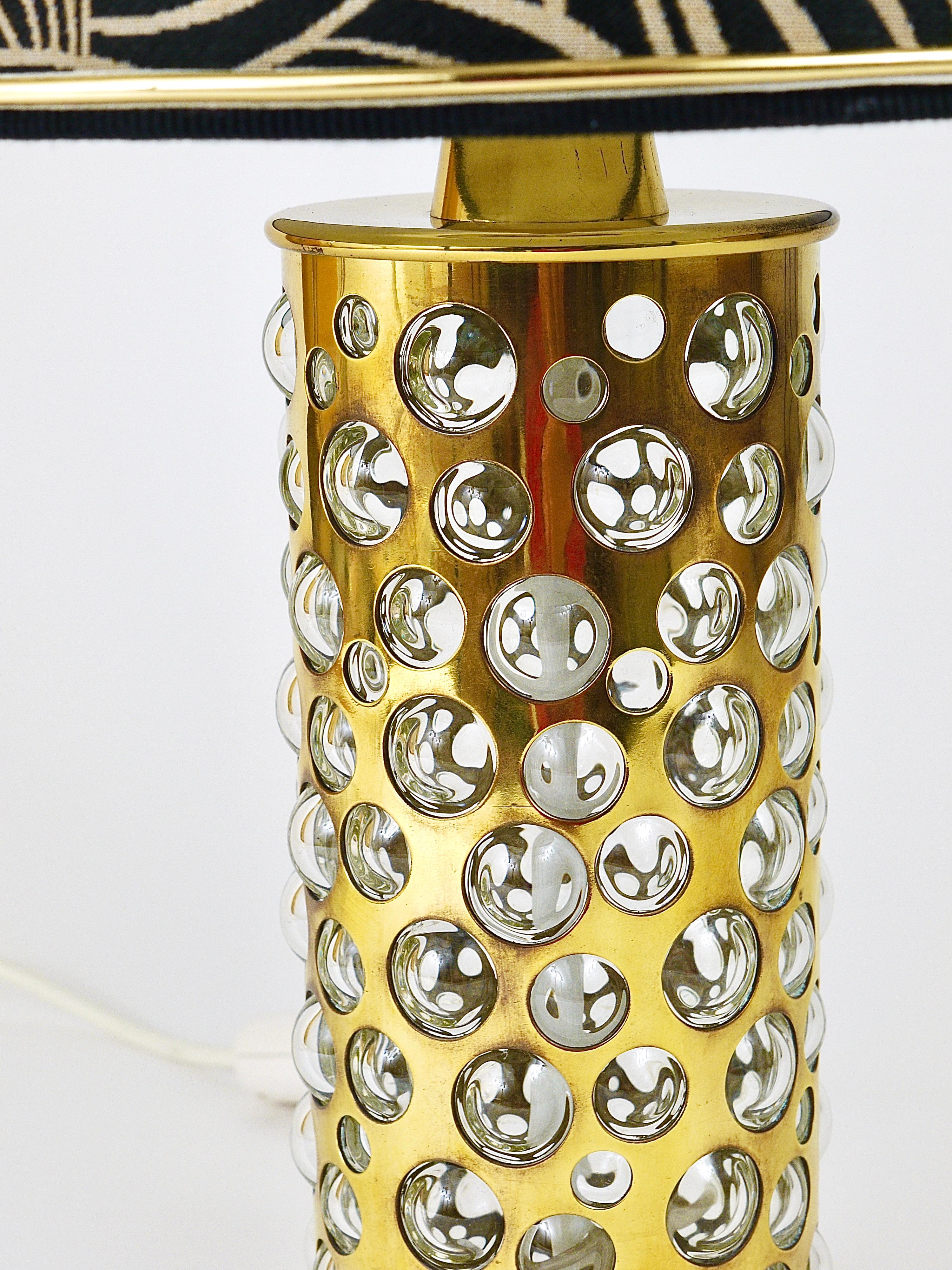 Rupert Nikoll Midcentury Brass Tube Bubble Glass Table Lamp, Austria, 1950s For Sale 4