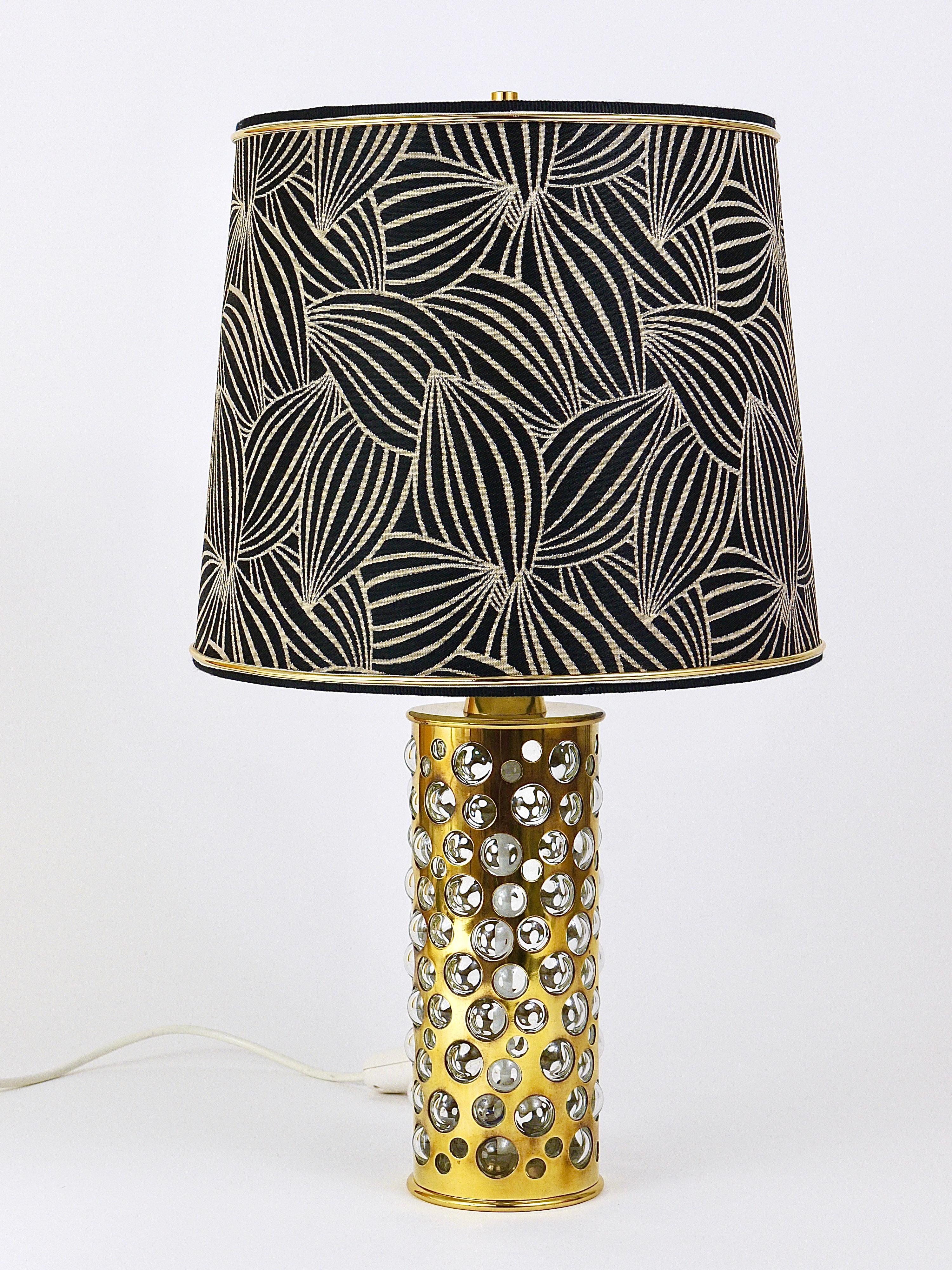 Rupert Nikoll Midcentury Brass Tube Bubble Glass Table Lamp, Austria, 1950s For Sale 5