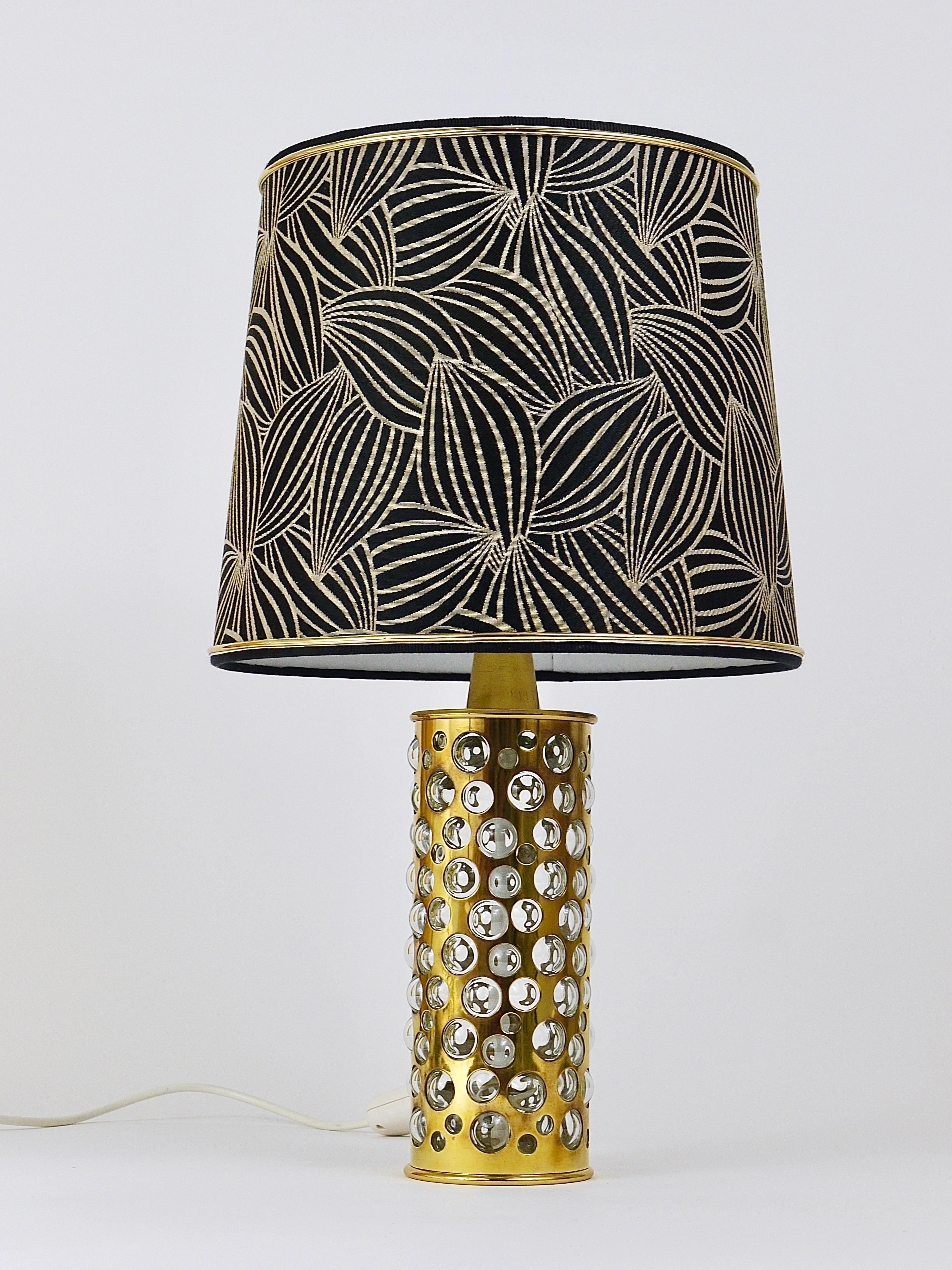 Rupert Nikoll Midcentury Brass Tube Bubble Glass Table Lamp, Austria, 1950s For Sale 6