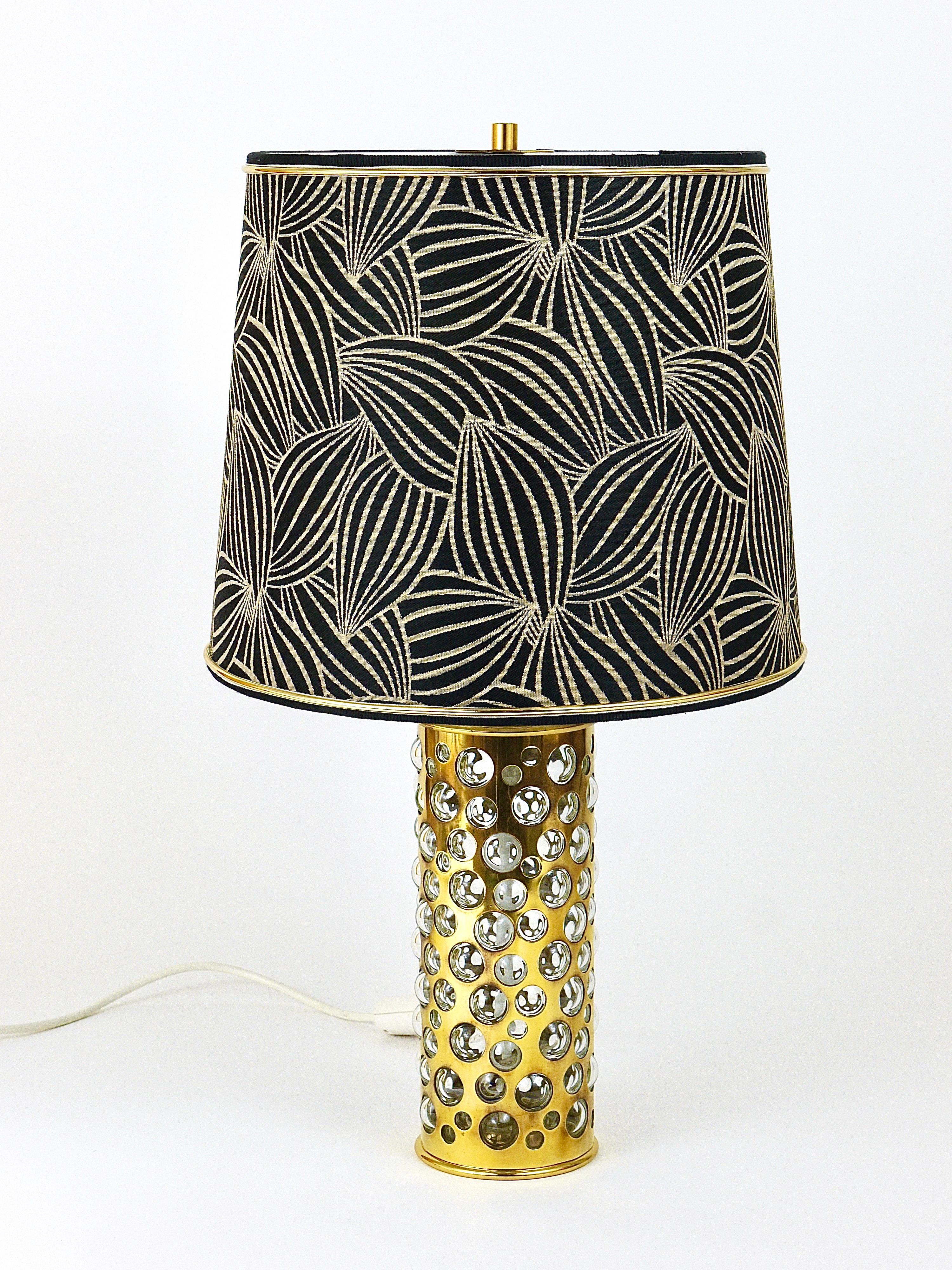 Rupert Nikoll Midcentury Brass Tube Bubble Glass Table Lamp, Austria, 1950s For Sale 10