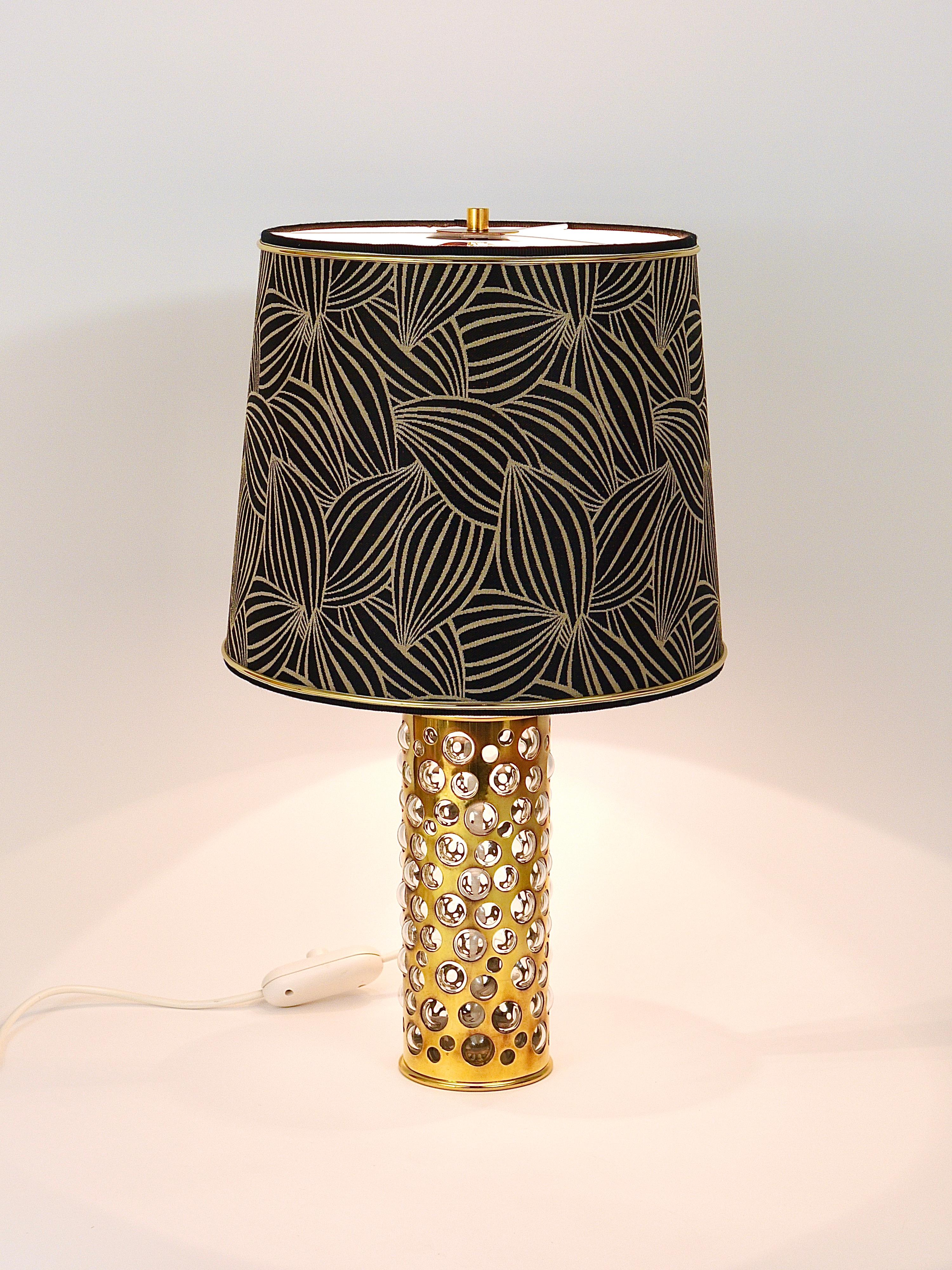 Rupert Nikoll Midcentury Brass Tube Bubble Glass Table Lamp, Austria, 1950s For Sale 11