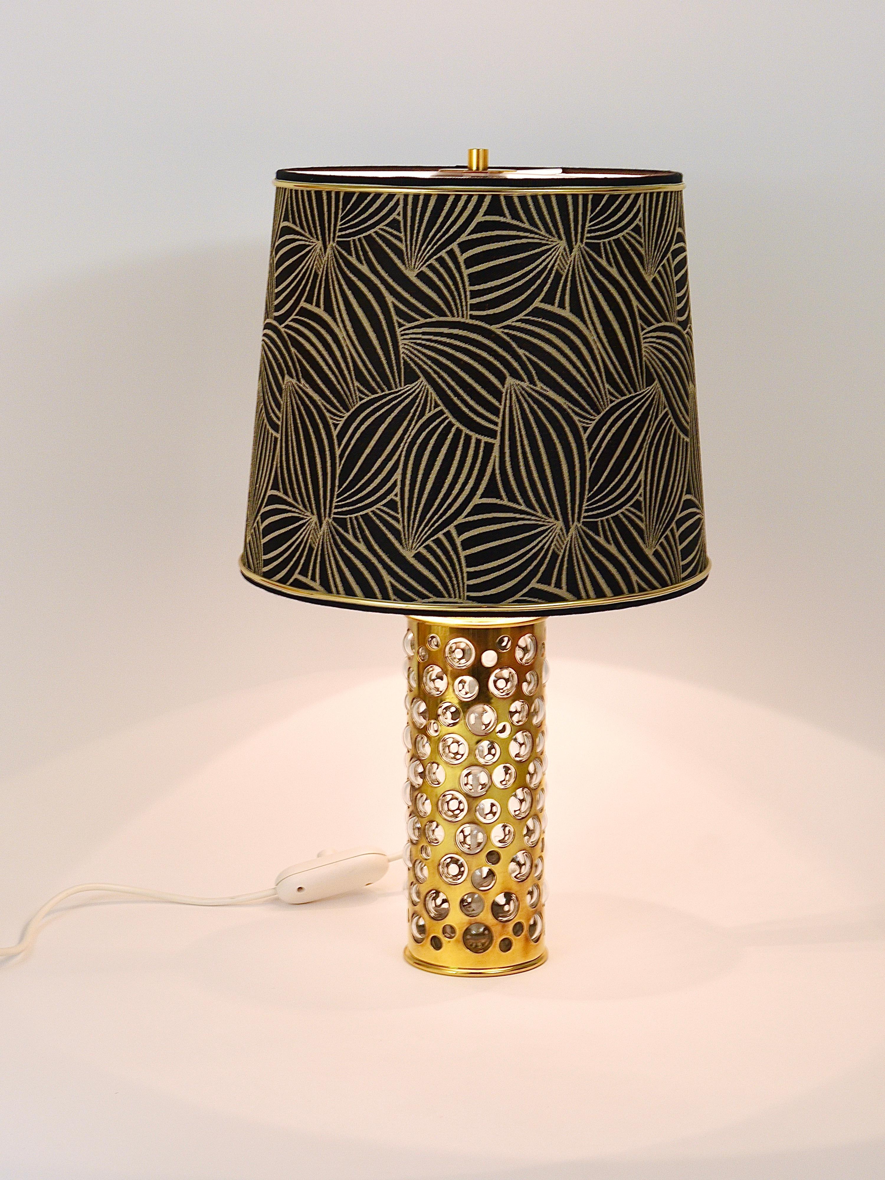 Mid-Century Modern Rupert Nikoll Midcentury Brass Tube Bubble Glass Table Lamp, Austria, 1950s For Sale