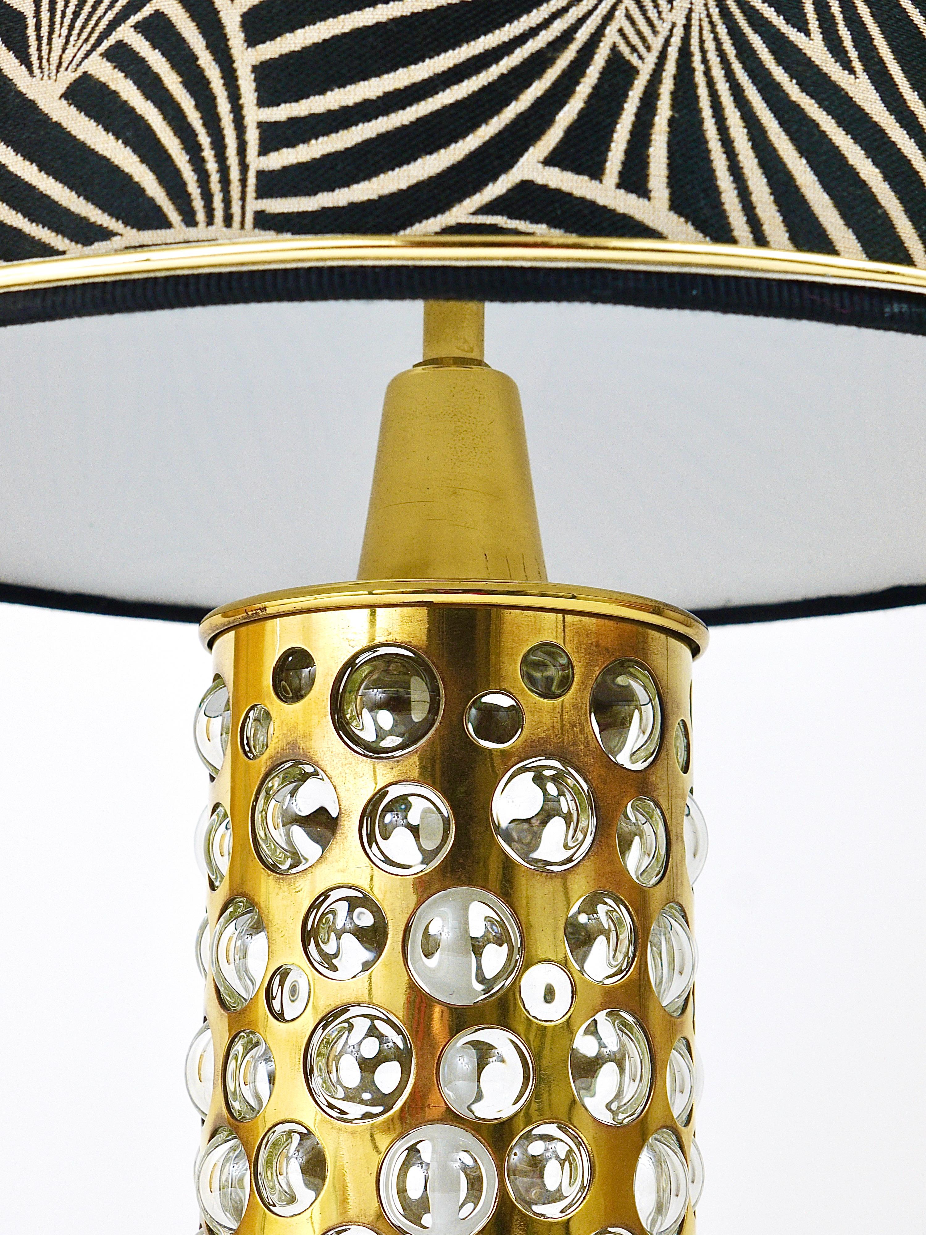 Rupert Nikoll Midcentury Brass Tube Bubble Glass Table Lamp, Austria, 1950s In Good Condition For Sale In Vienna, AT