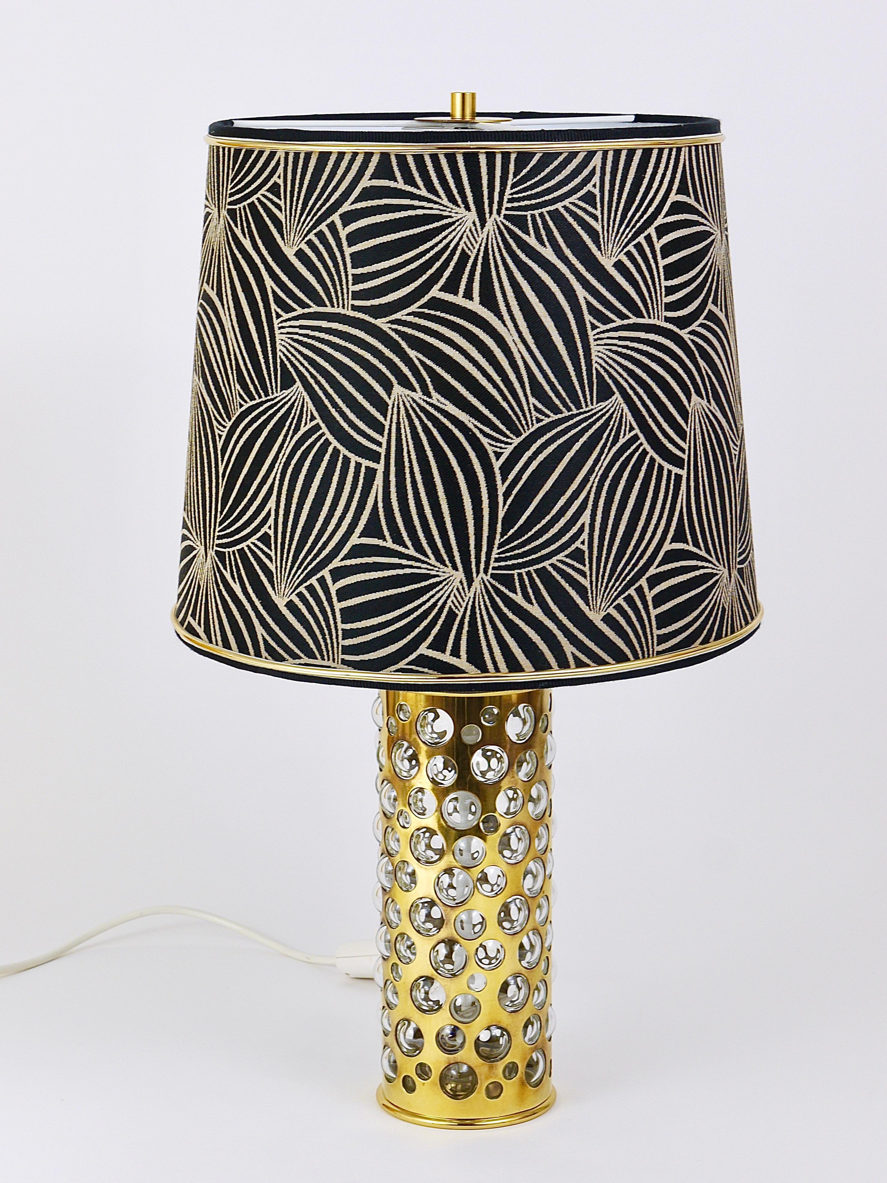 Rupert Nikoll Midcentury Brass Tube Bubble Glass Table Lamp, Austria, 1950s For Sale 3
