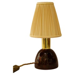 Vintage Rupert nikoll nut wood table lamp with fabric shade vienna around 1950s