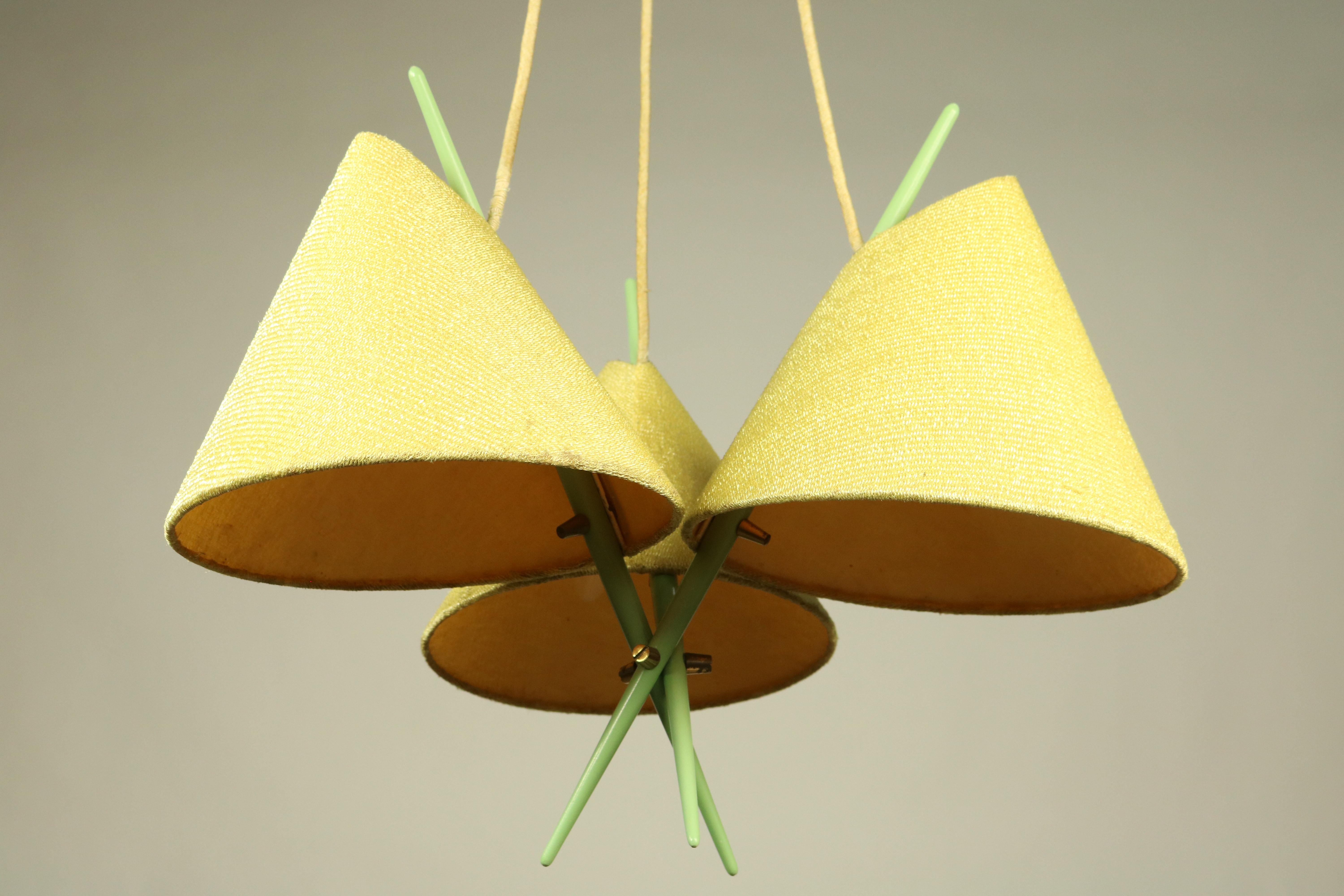 Wood Rupert Nikoll Pendant Lamp Chinese Hat Chopstick Light Vienna, Austria, 1950s For Sale
