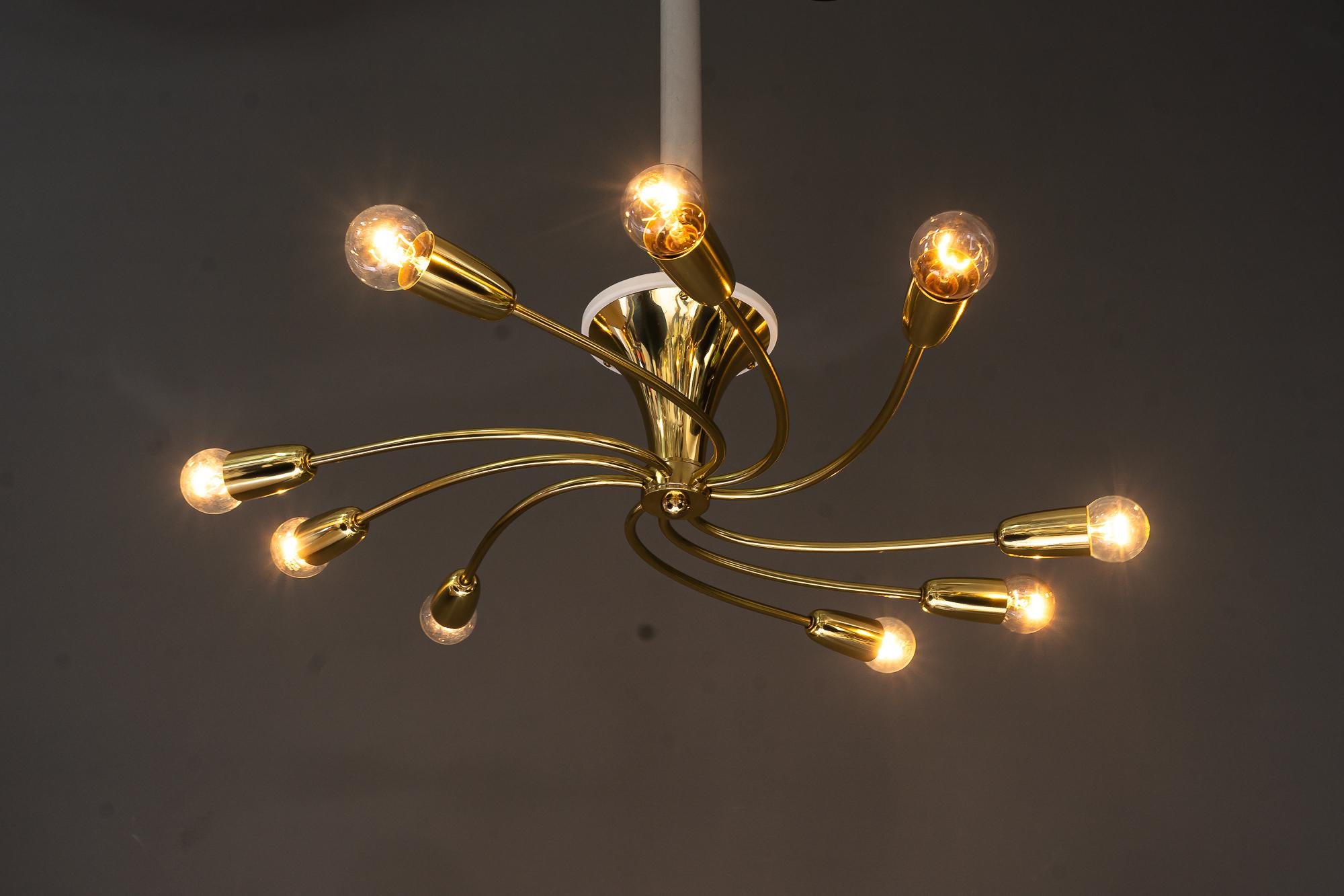 Lacquered Rupert Nikoll sputnik ceiling lamp vienna around 1960s For Sale