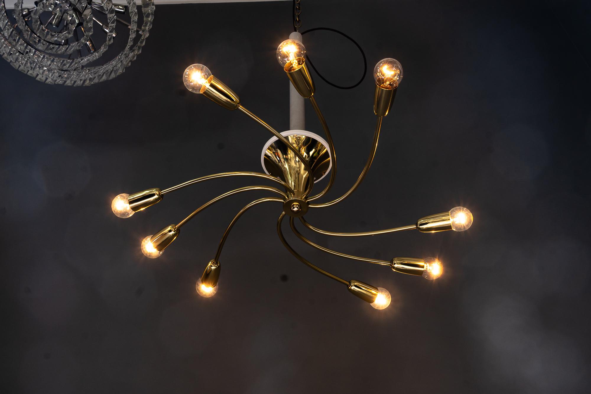 Rupert Nikoll sputnik ceiling lamp vienna around 1960s In Good Condition For Sale In Wien, AT