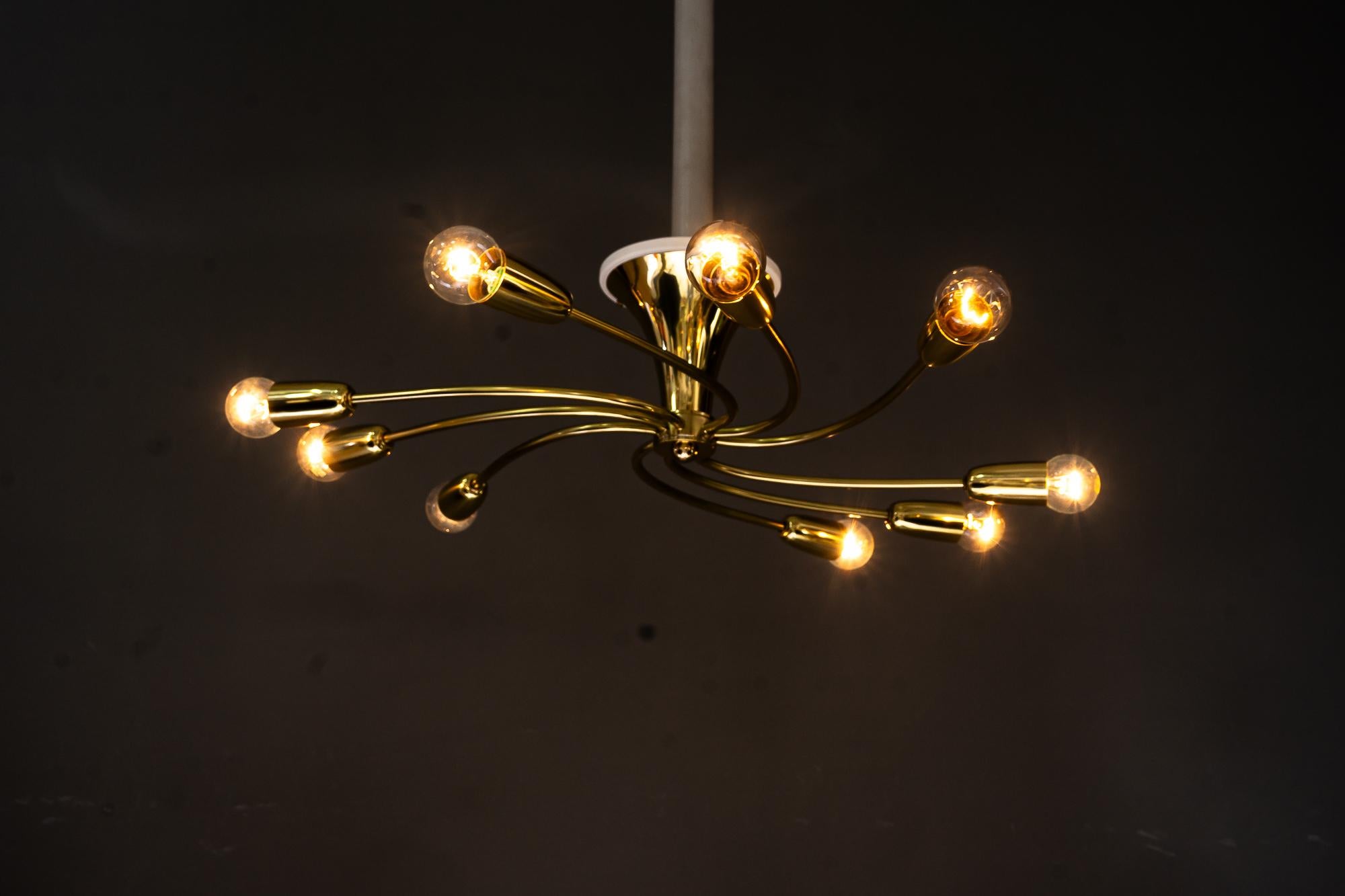 Brass Rupert Nikoll sputnik ceiling lamp vienna around 1960s For Sale