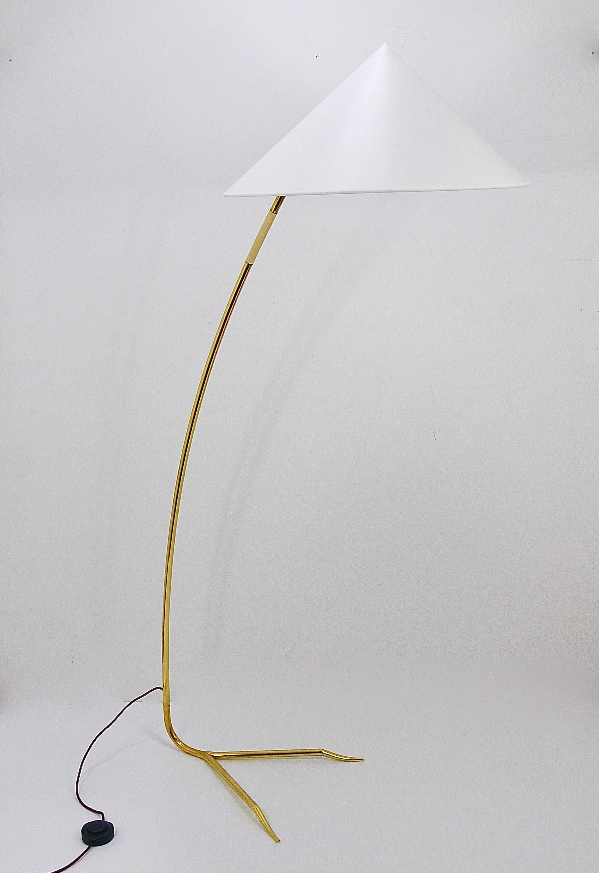 Mid-Century Modern Rupert Nikoll Sumatra Mid-Century Brass Floor Lamp, Vienna, Austria, 1950s For Sale