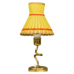 Rupert Nikoll Table Lamp 1950s with Original Old Wicker Shade