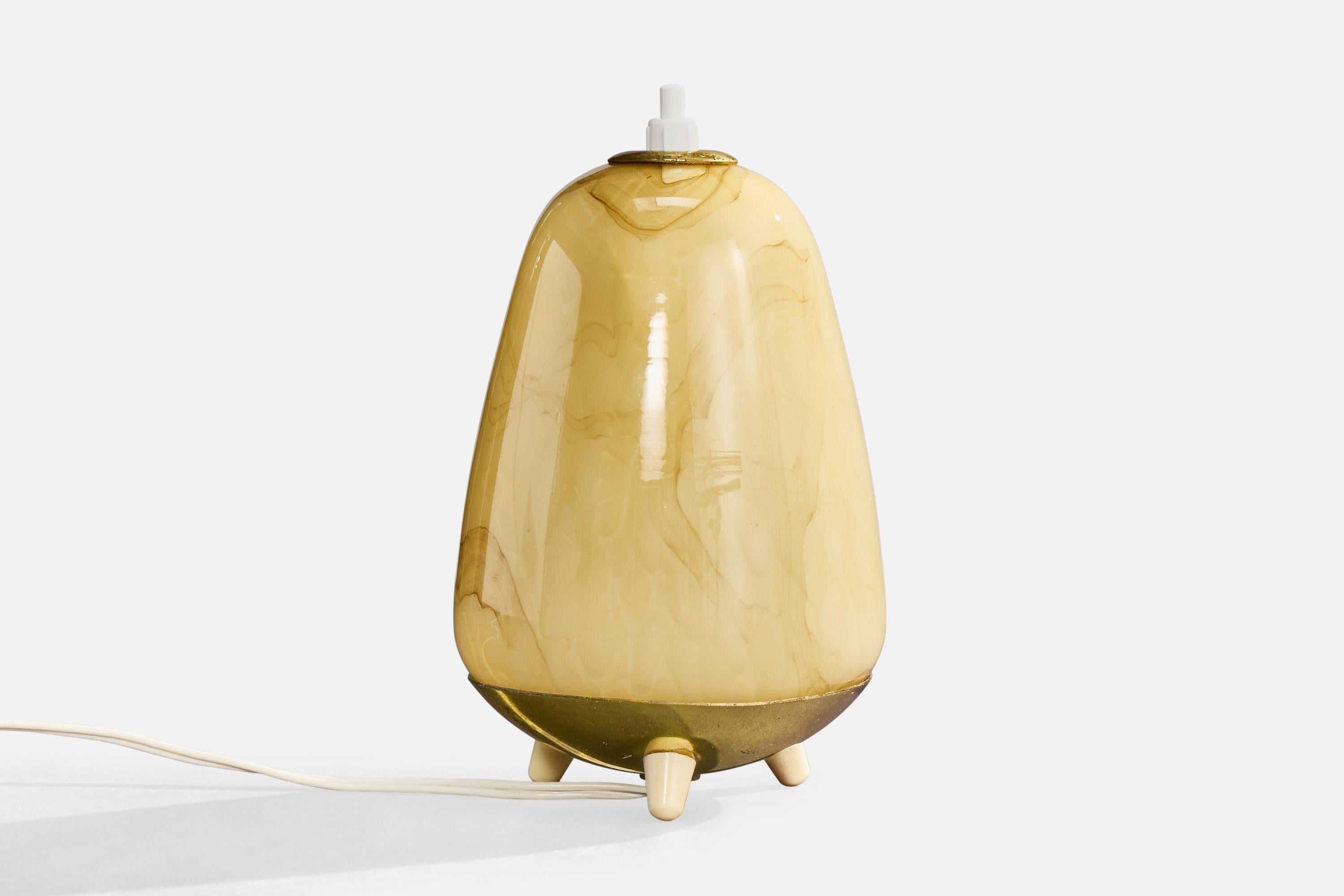 Autrichien Rupert Nikoll, lampe de table, laiton, verre, Autriche, années 1950 en vente