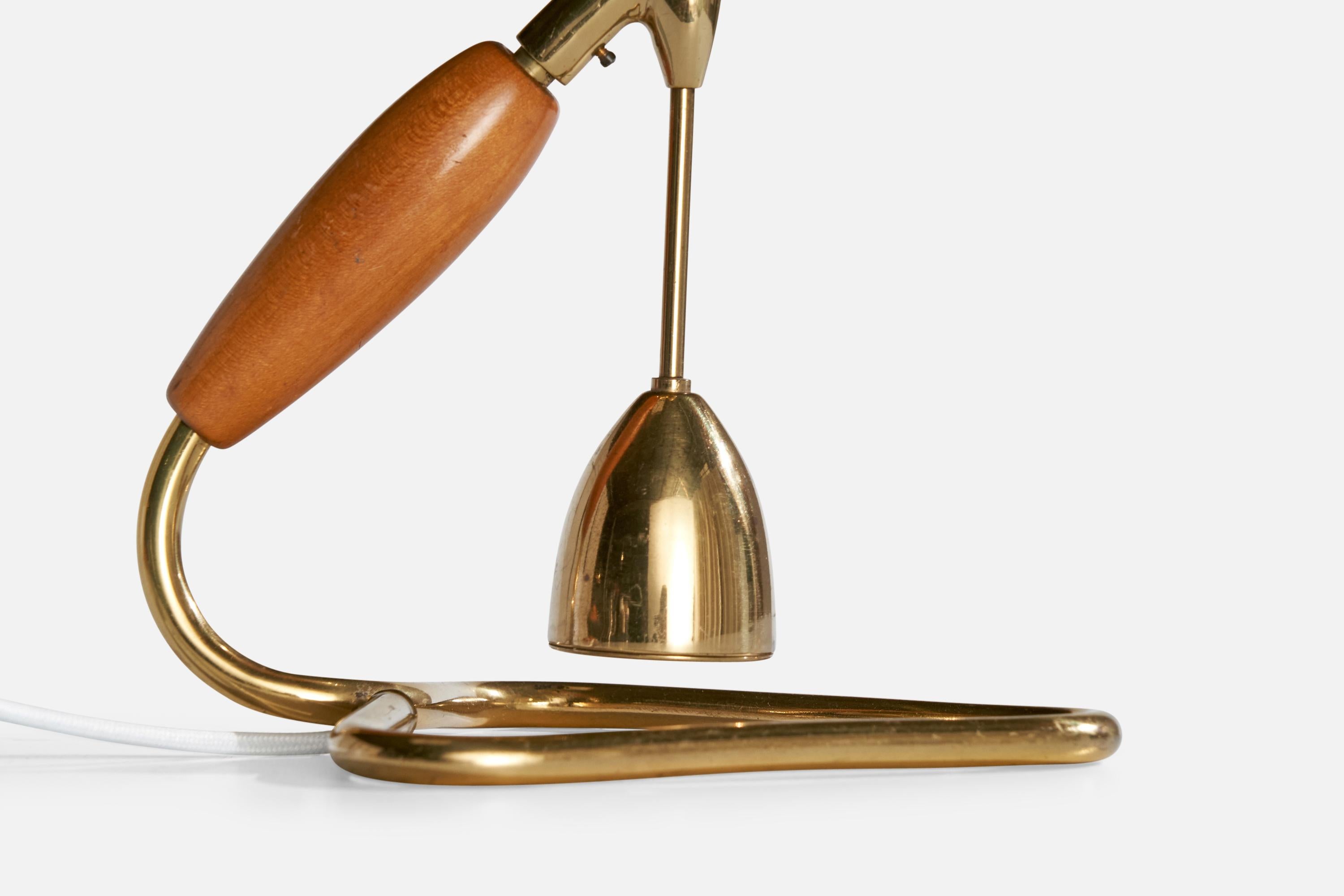 Legno Rupert Nikoll, Lampada da tavolo, Ottone, Wood, Fabrice, Austria, anni '50 in vendita