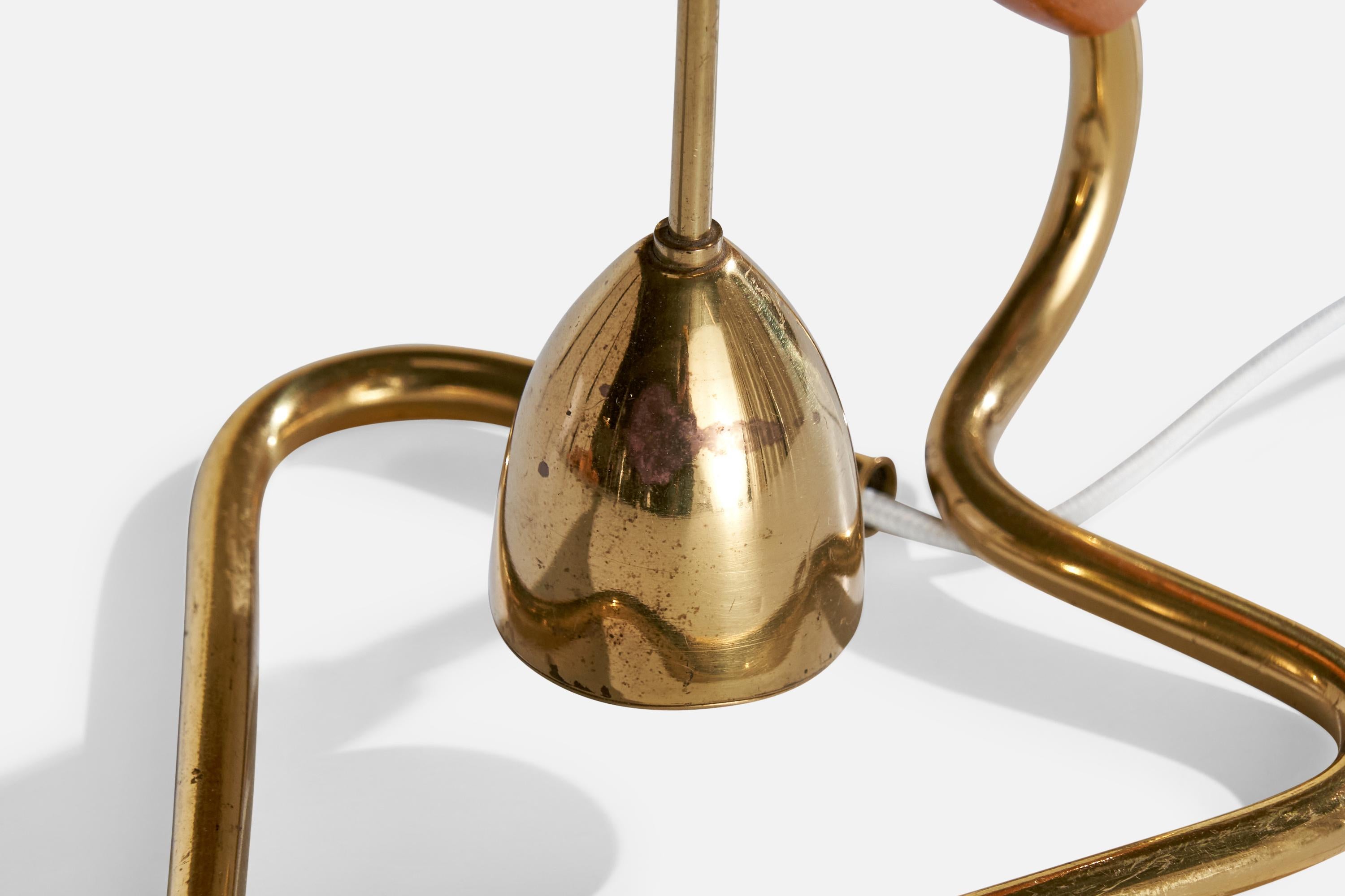Rupert Nikoll, Lampada da tavolo, Ottone, Wood, Fabrice, Austria, anni '50 in vendita 1