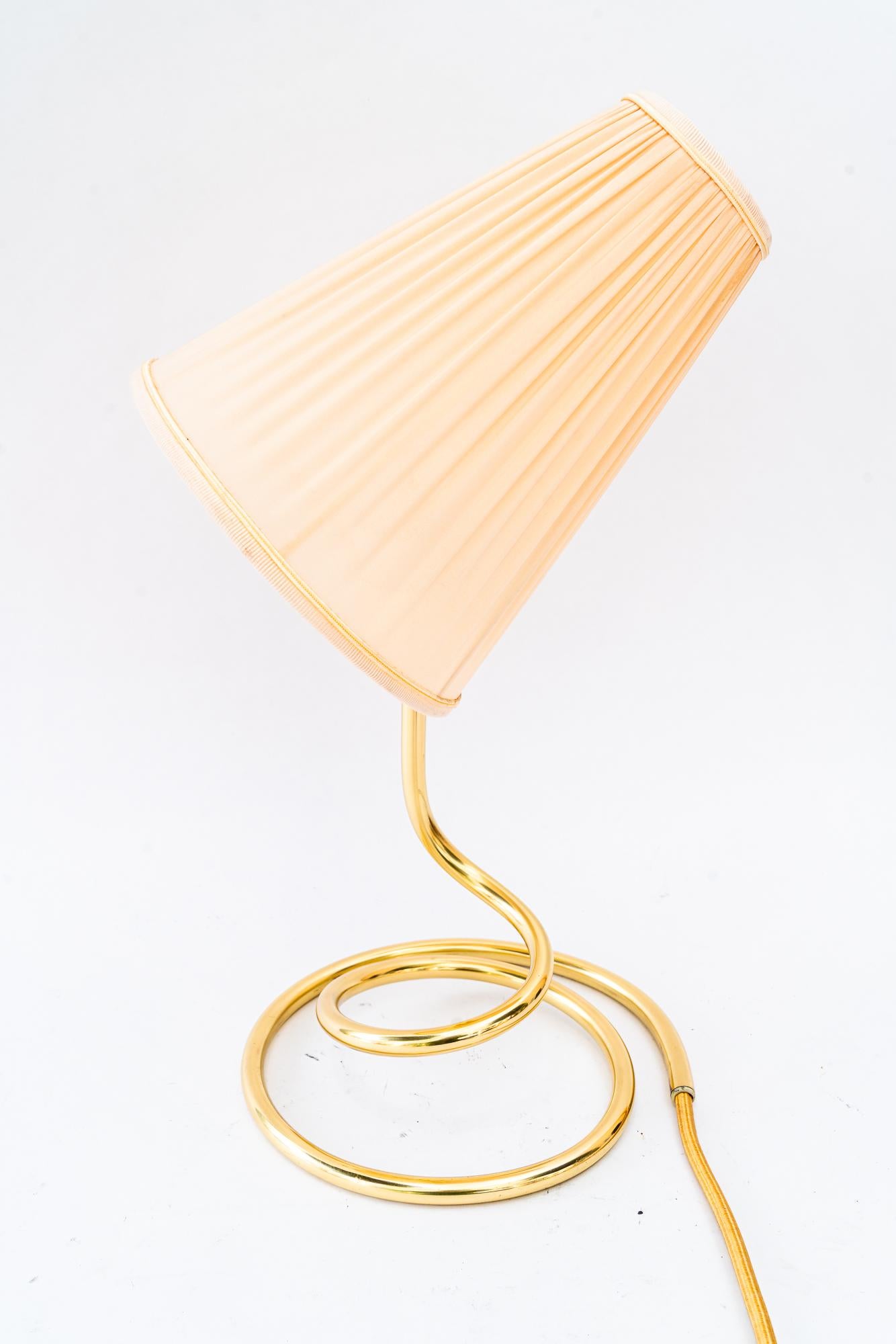 Laiton Rupert Nikoll Table lamp with fabric shade vienna around 1950s en vente