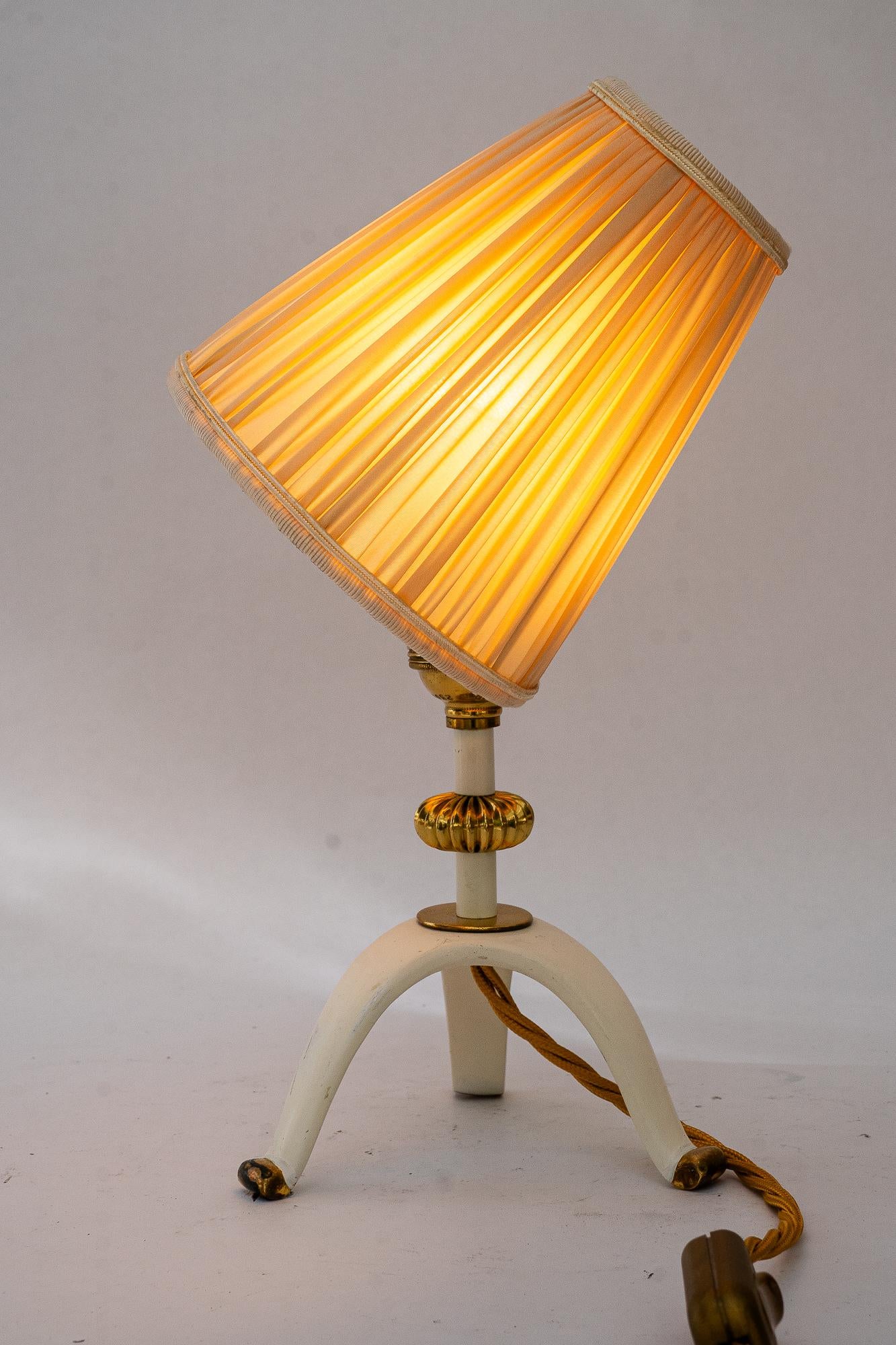 Rupert Nikoll Tischlampe mit Stoffschirm wien um 1960 im Angebot 3