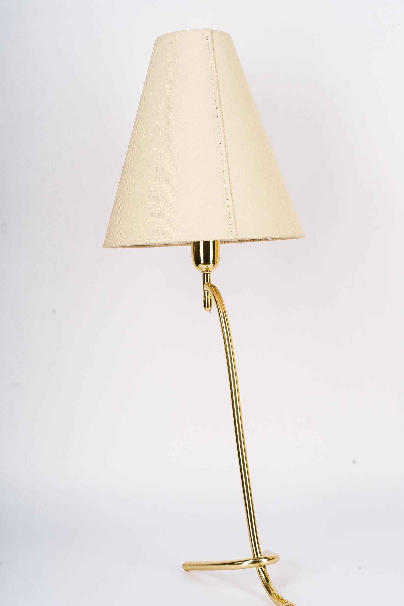 Austrian Rupert nikoll table lamp with fabric shade vienna around 1960s For Sale